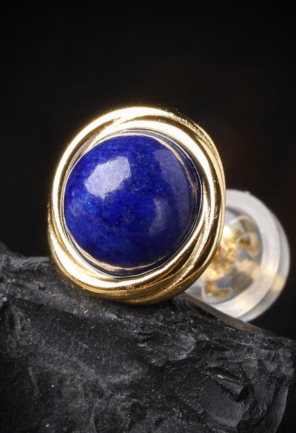 Gold Plated Lapis Lazuli Geometric Earrings