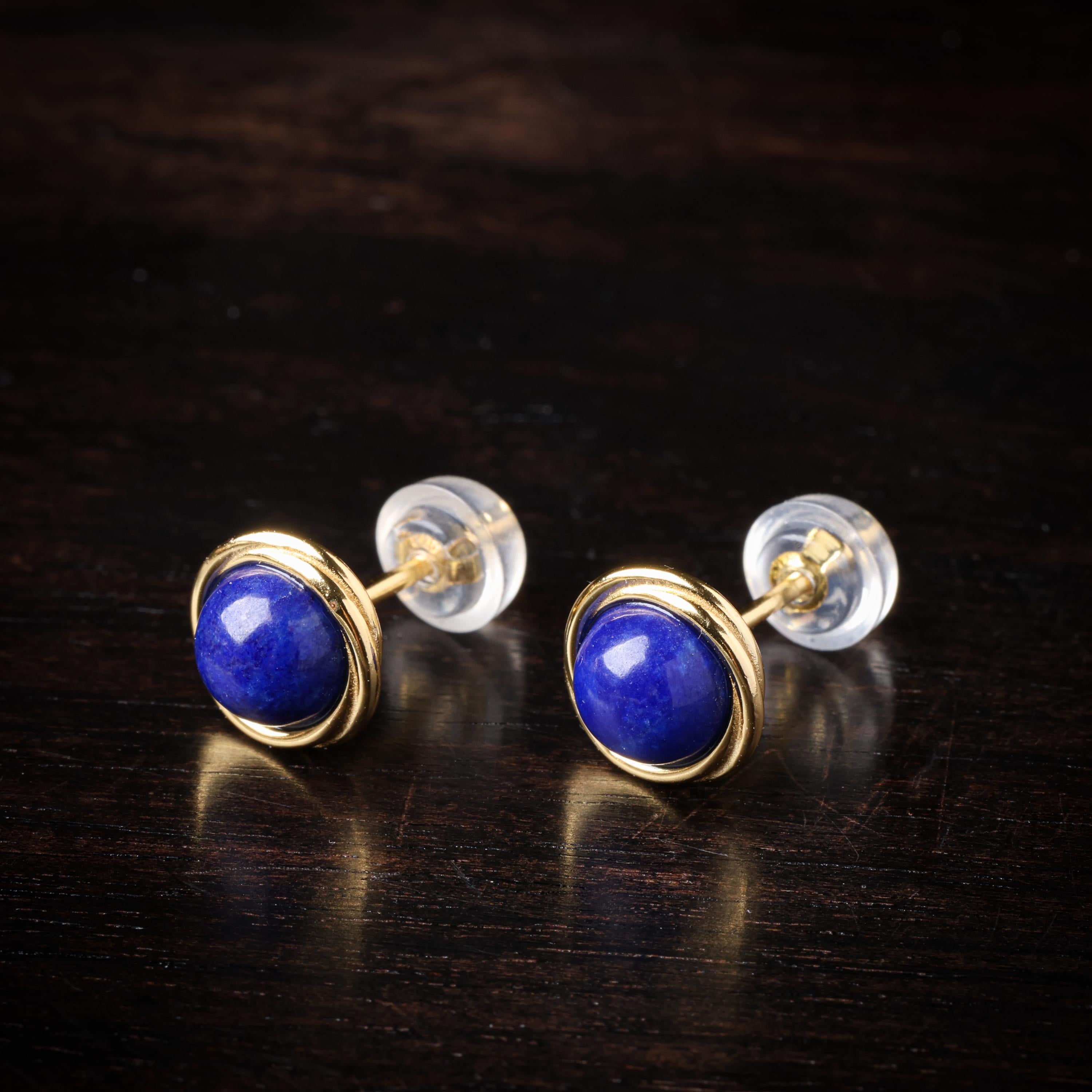 Gold Plated Lapis Lazuli Geometric Earrings