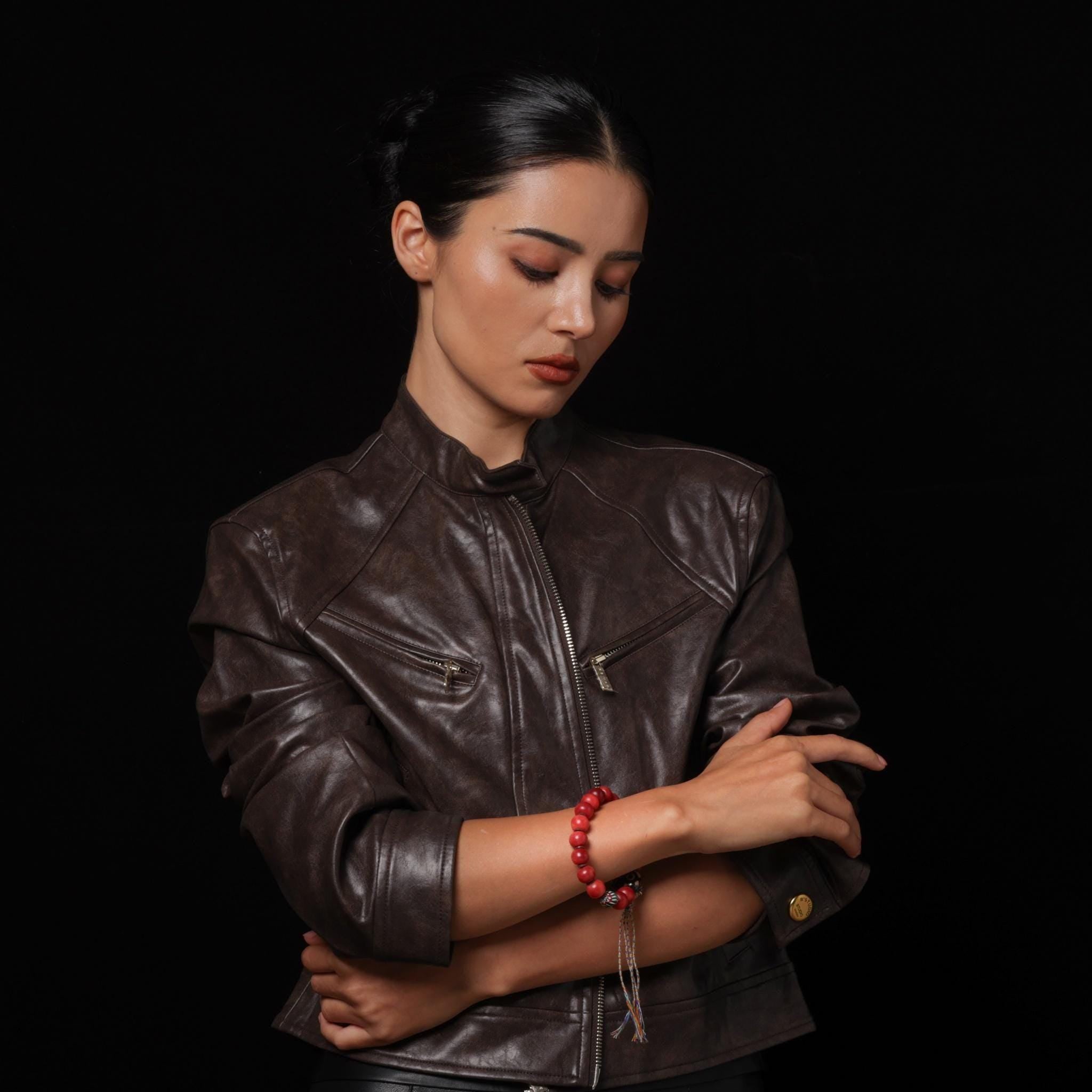 Camel Bone Bracelet Gankyil and Eight Auspicious Symbols