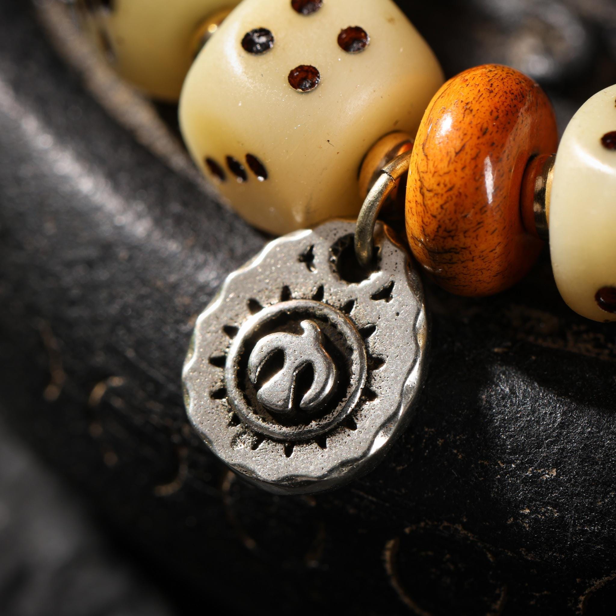 Yak Bone Bracelet Turquoise & Dzi Accents