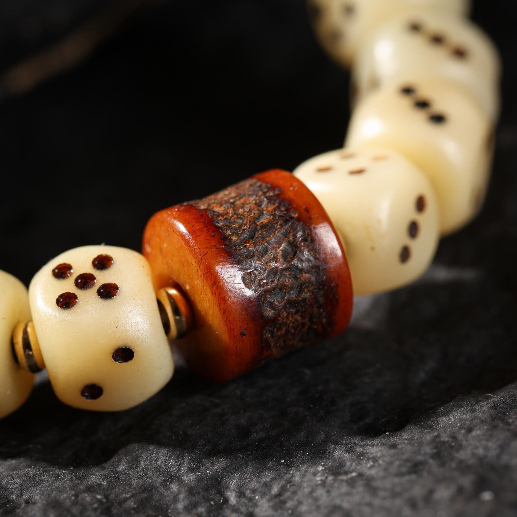 Yak Bone Bracelet Turquoise & Dzi Accents