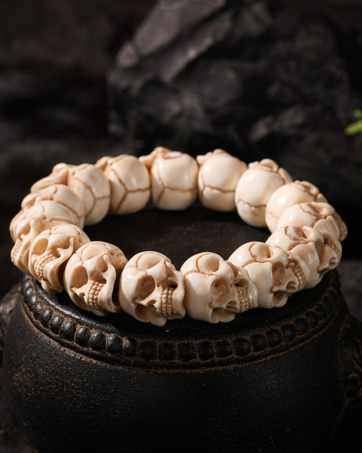 Yak Bone Skull Talisman Bracelet-4