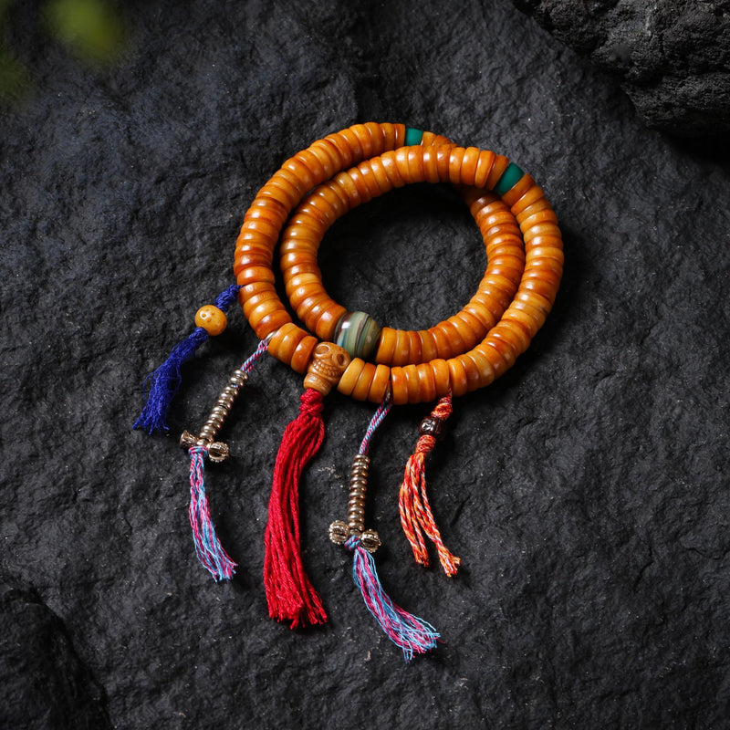 Yak Bone 108-Bead Mala Necklace