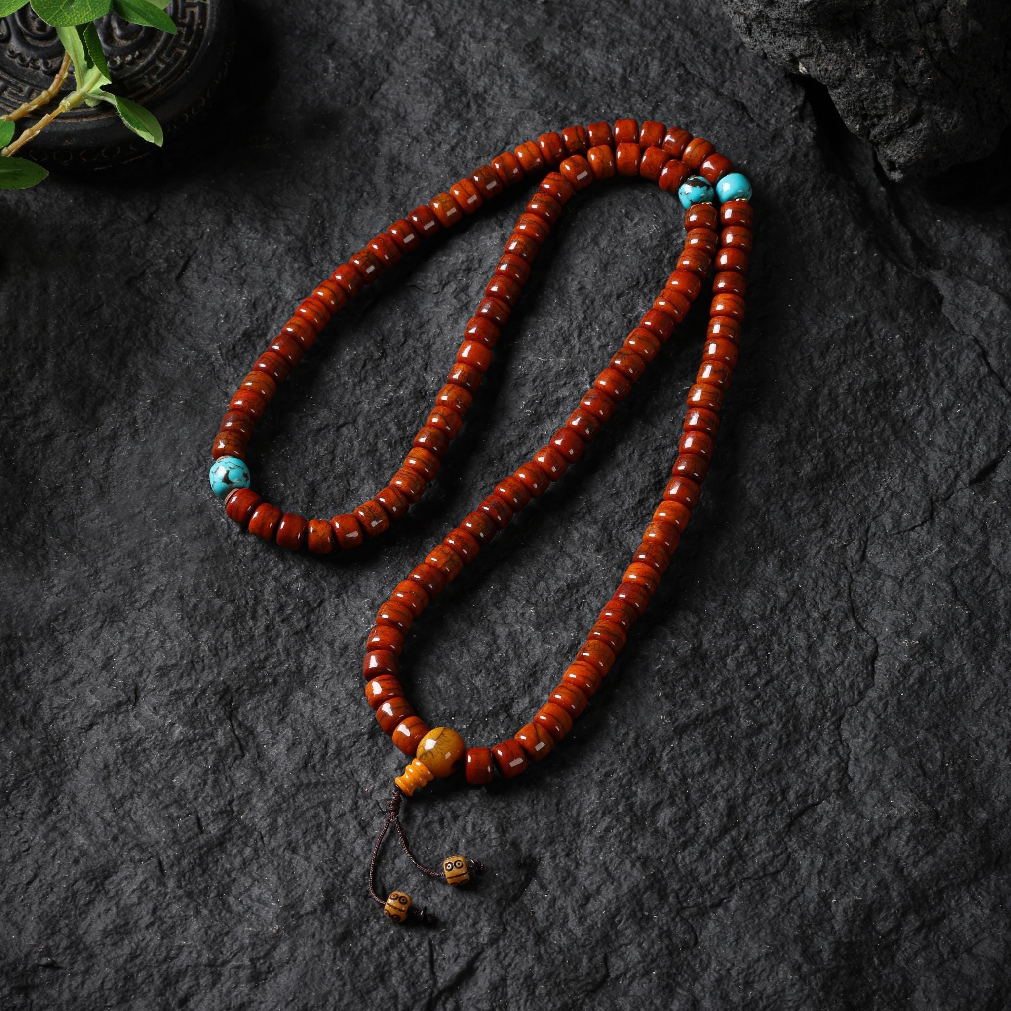 Yak Bone 108 Mala Beads with Turquoise