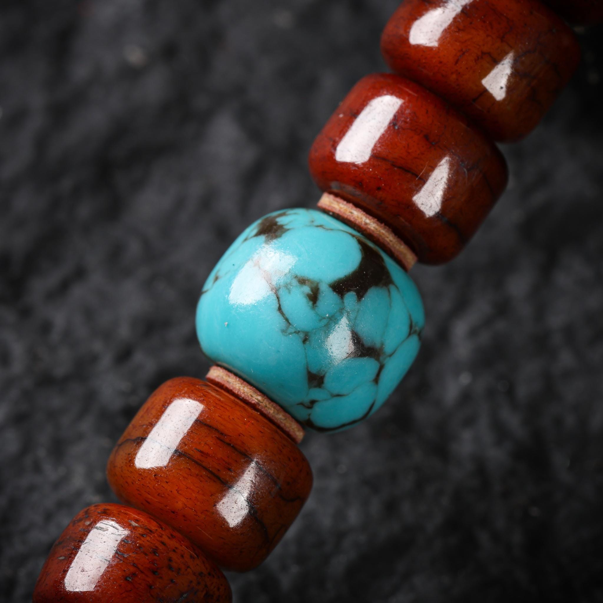 Yak Bone 108 Mala Beads with Turquoise