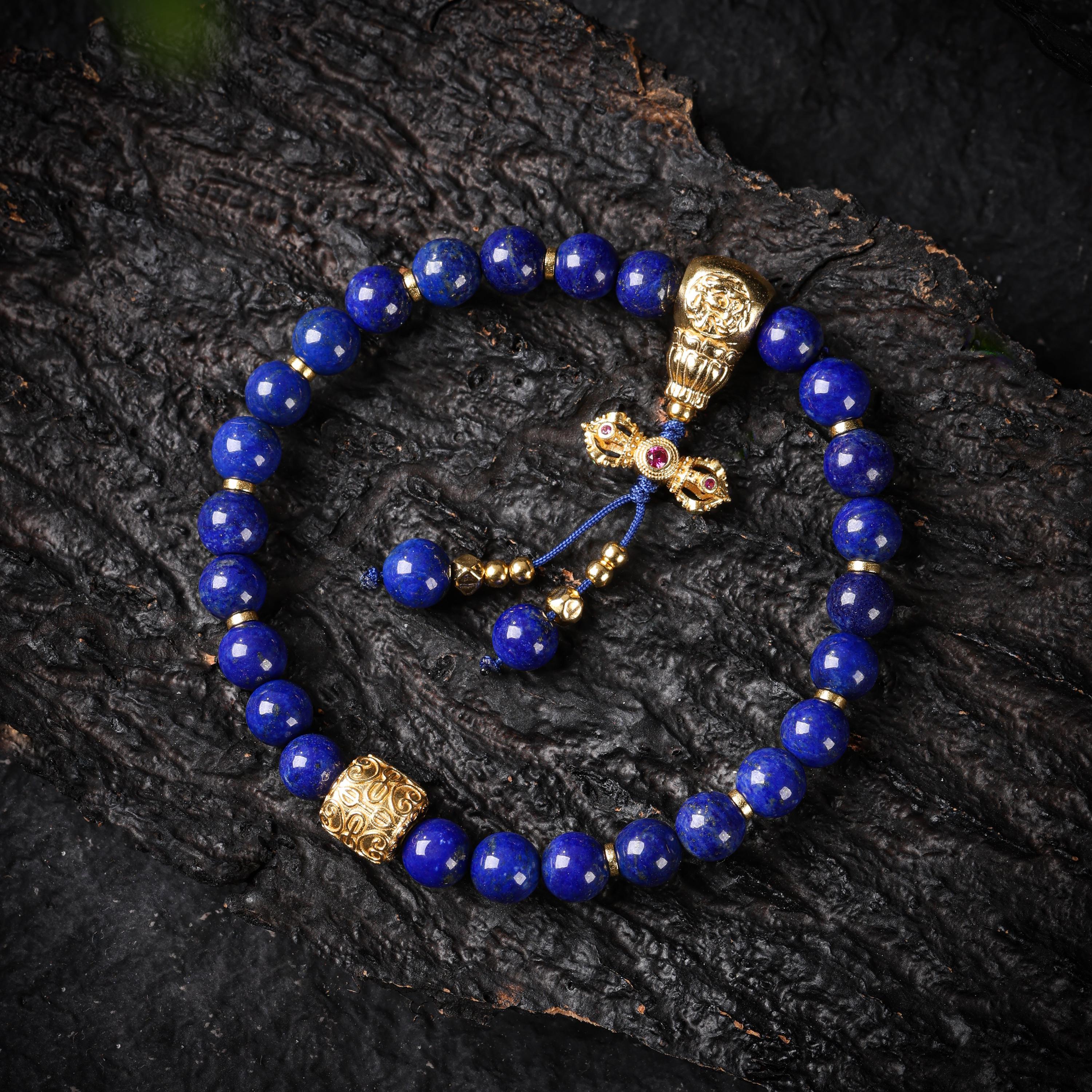 Lapis Lazuli bracelet 18K Gold-plated Accents