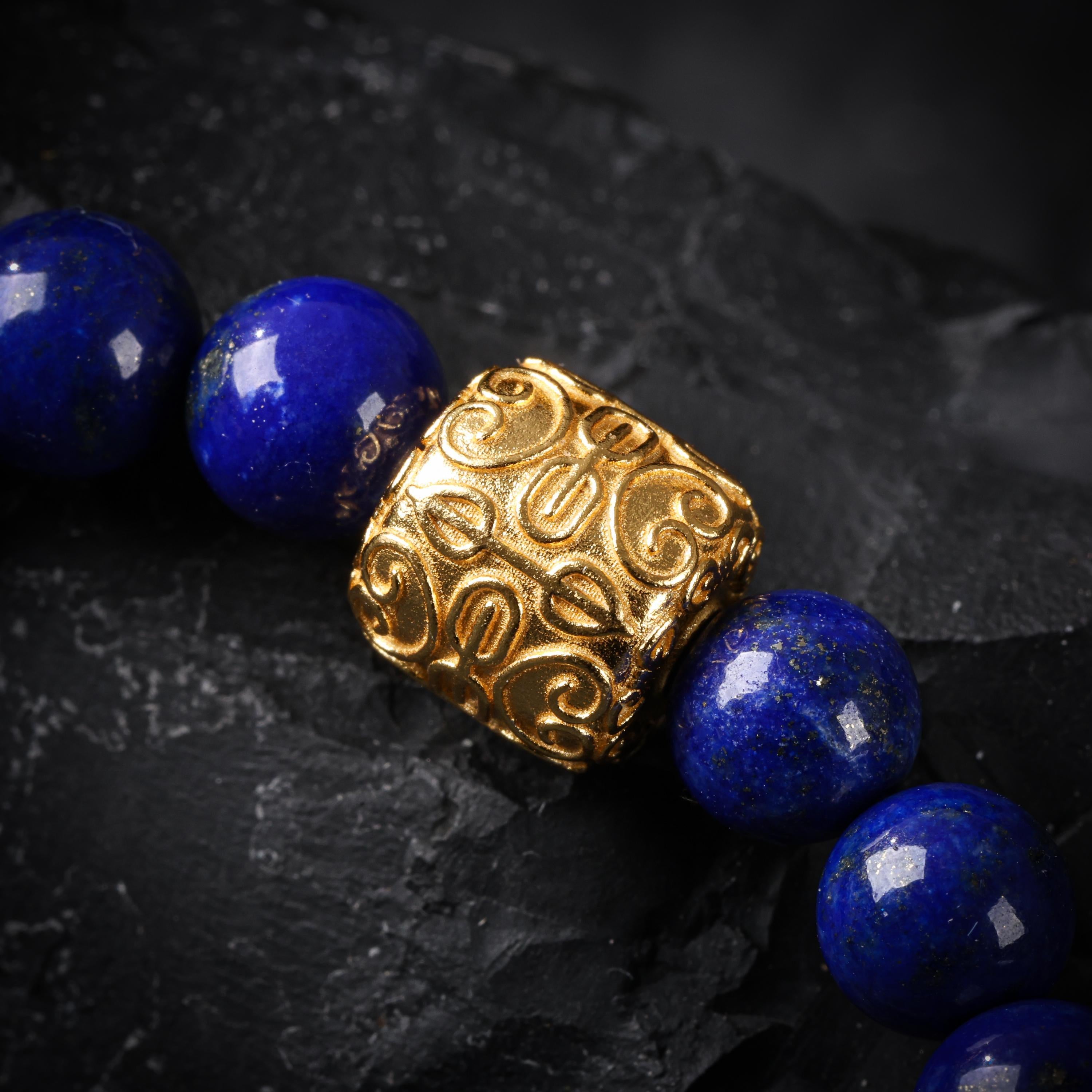 Lapis Lazuli bracelet 18K Gold-plated Accents