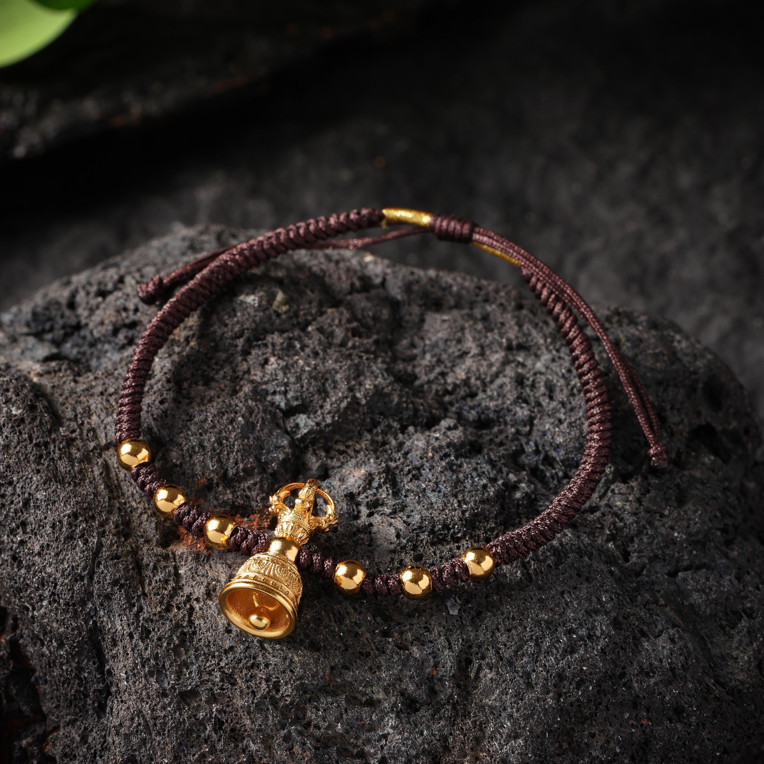 18K Gold Plated Vajra Bell Braided Bracelet