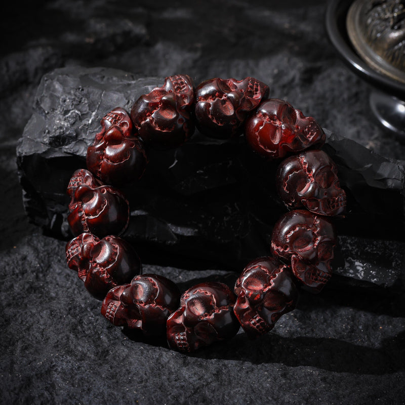 Red Yak Bone Skull Bracelet