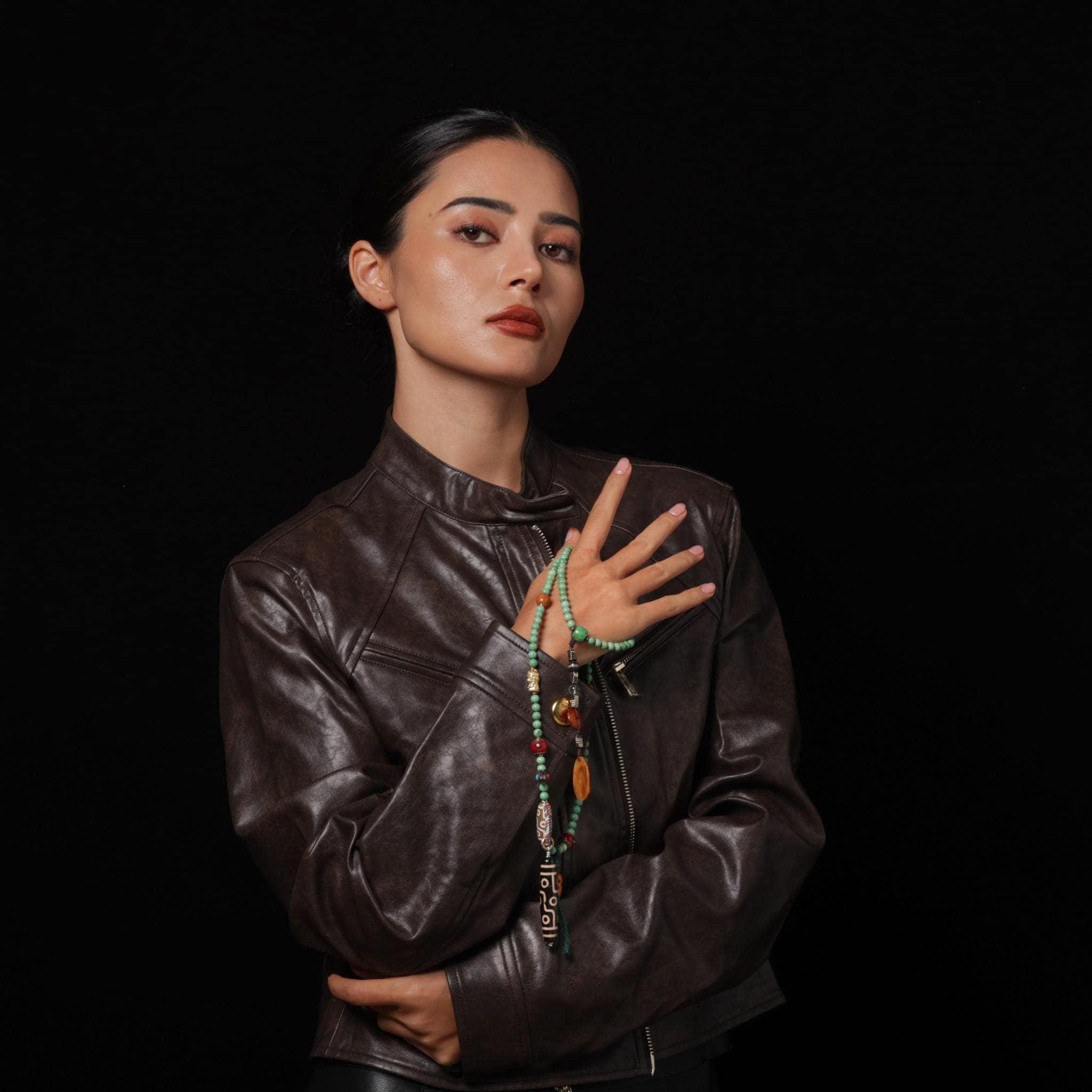 Turquoise Nine-Eyed Dzi Necklace Tibetan Totem Amulet