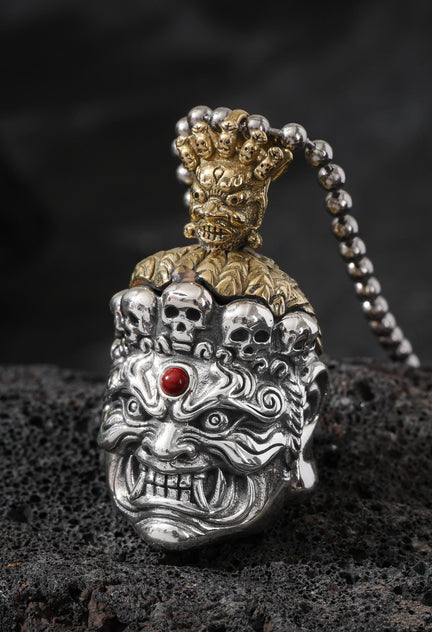 Tibetan Mahakala Protector Pendant Black Deity
