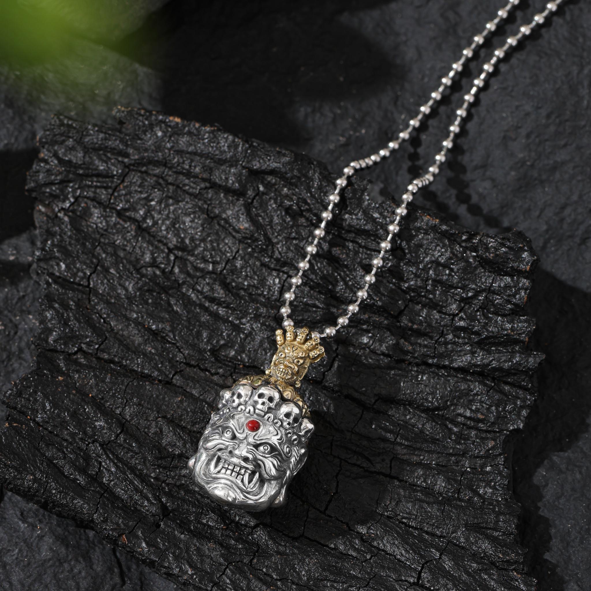 Tibetan Mahakala Protector Pendant Black Deity