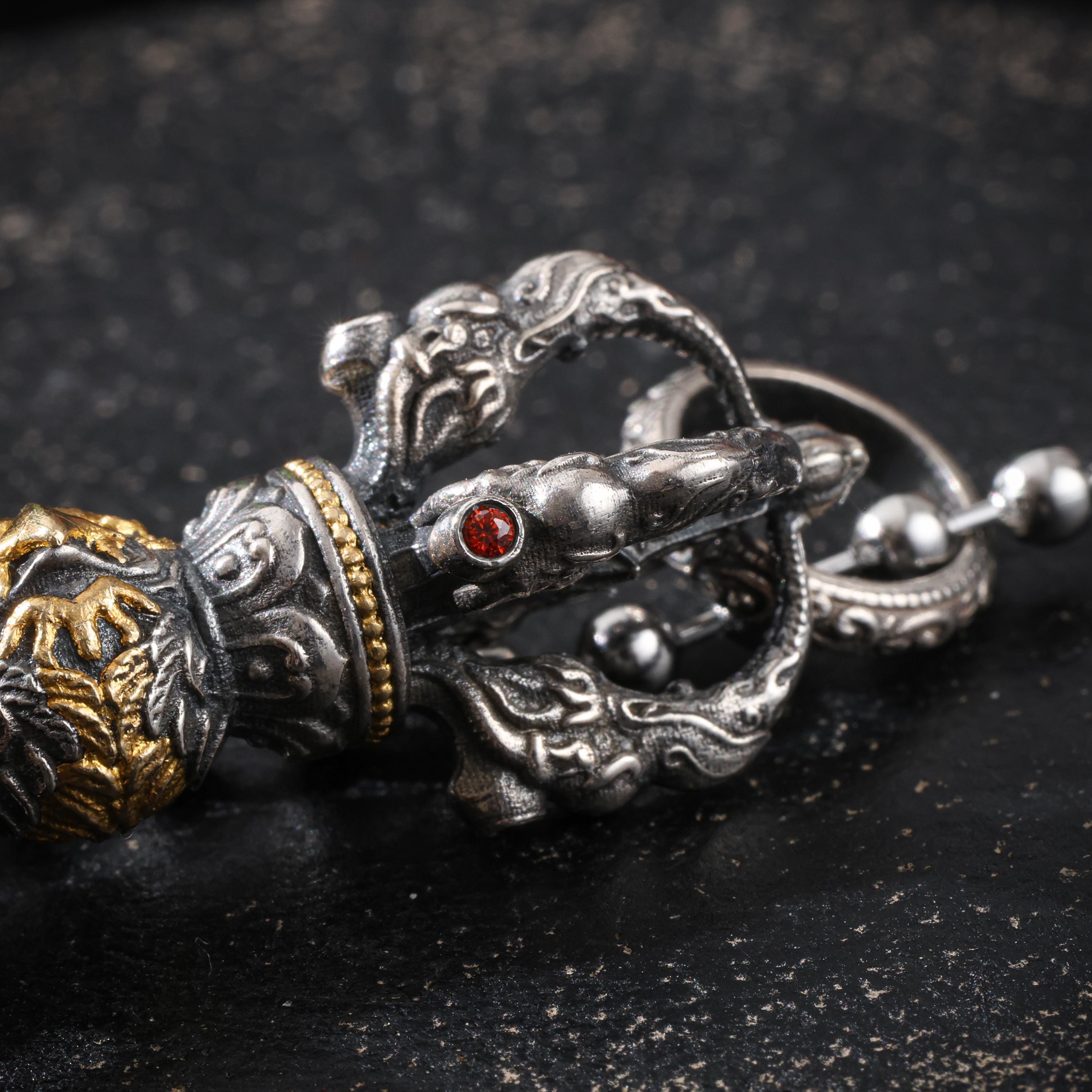 Garuda Five-Pronged Vajra Pendant 24K Gold Vermeil