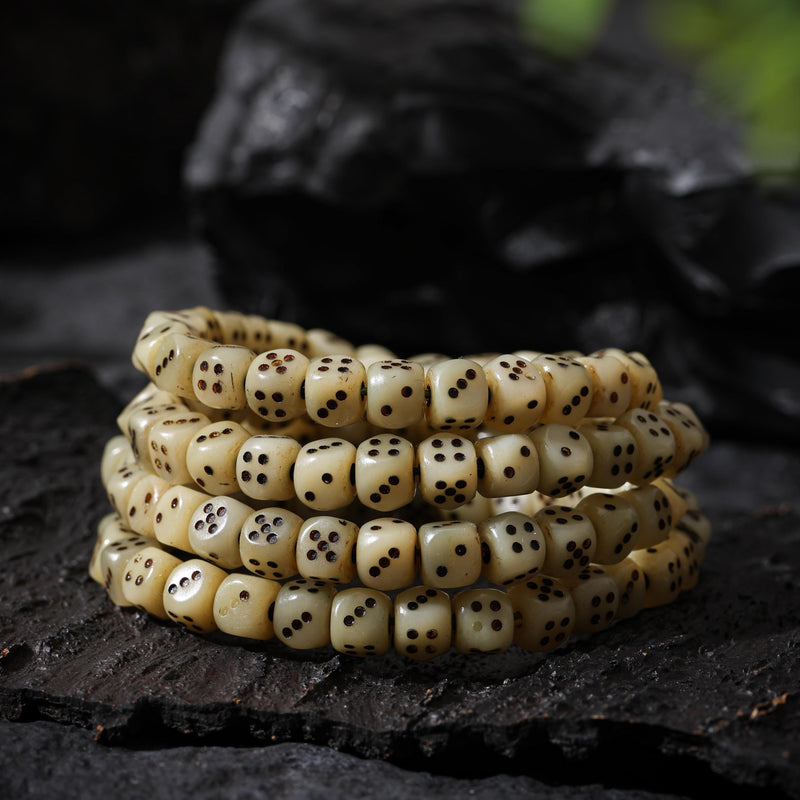 Yak Bone Dice Fortune 108-Bead Mala Necklace