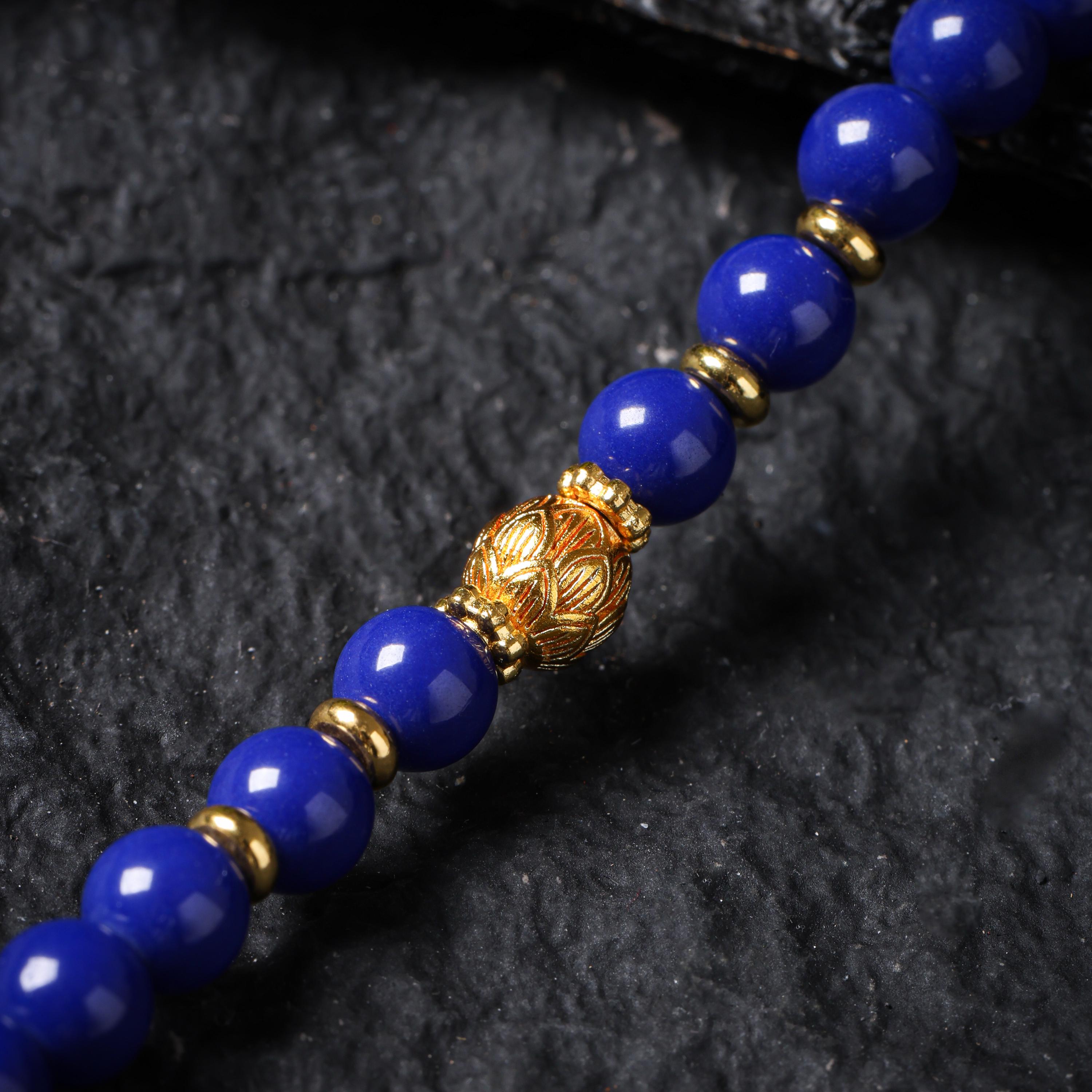 Lapis Lazuli 108 Beads Bracelet Gold-plated