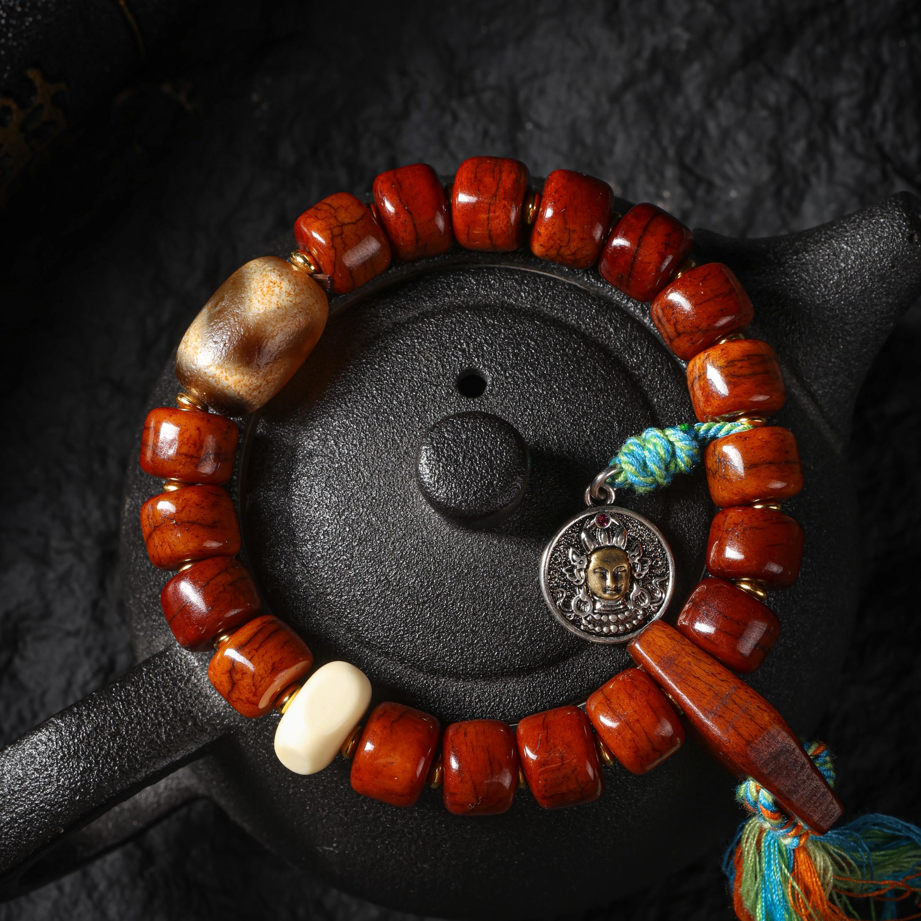 AURA DEER Yak Bone Bracelet Tibetan Protection Talisman