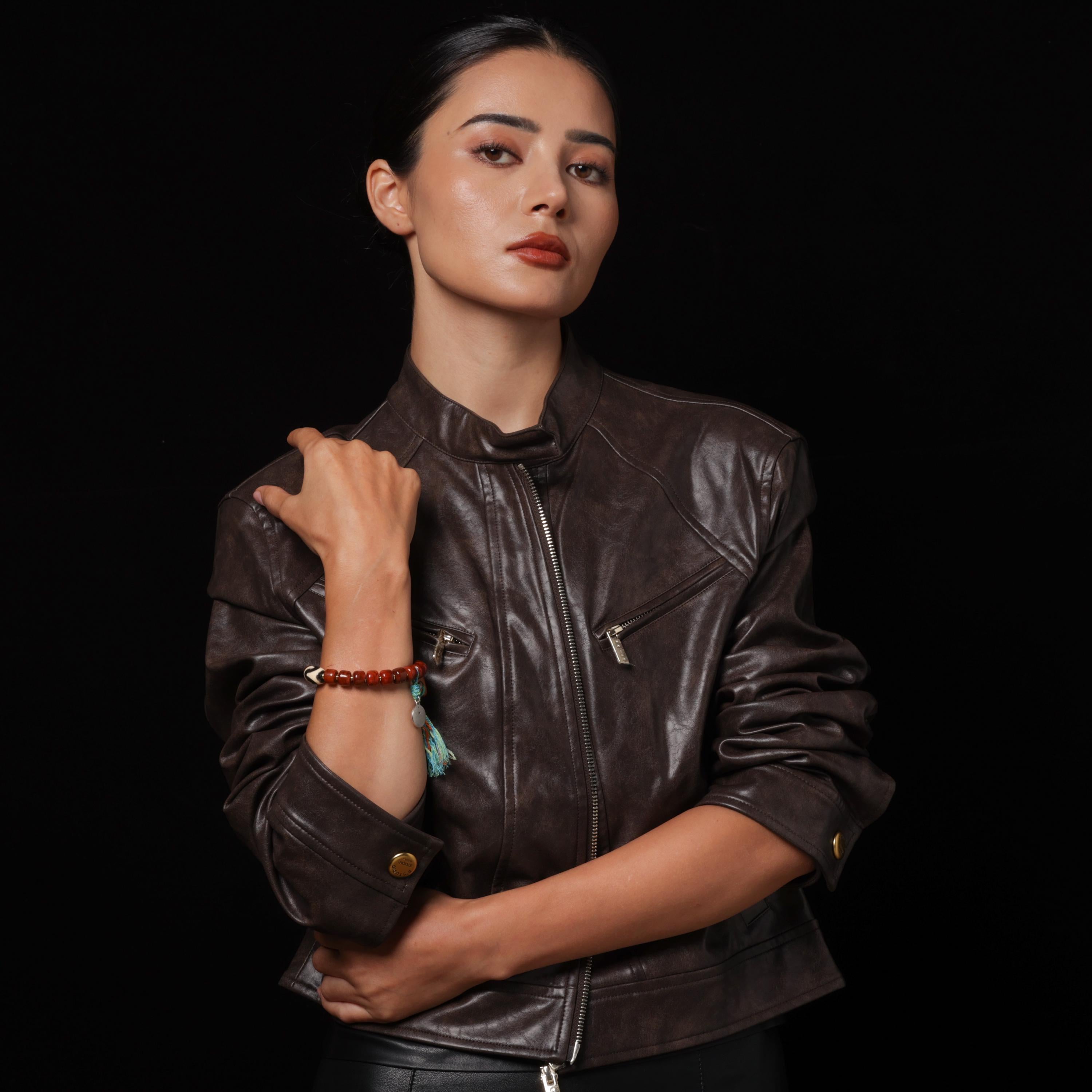 AURA DEER Yak Bone Bracelet Tibetan Protection Talisman