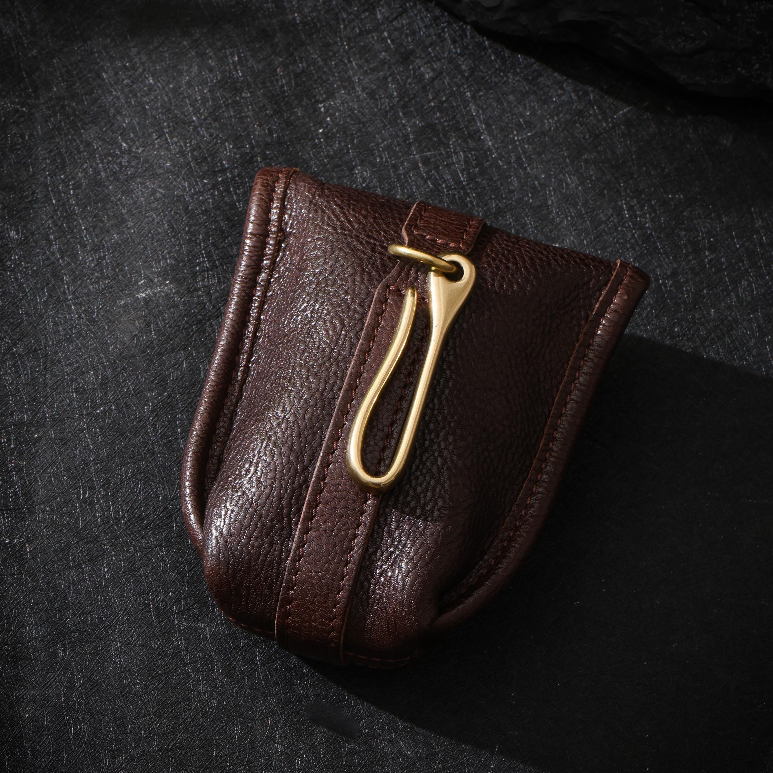 AURA DEER Jewelry Leather Pouch | Full-Grain Cowhide | Small Carry Pouch | Belt or Bag Accessory