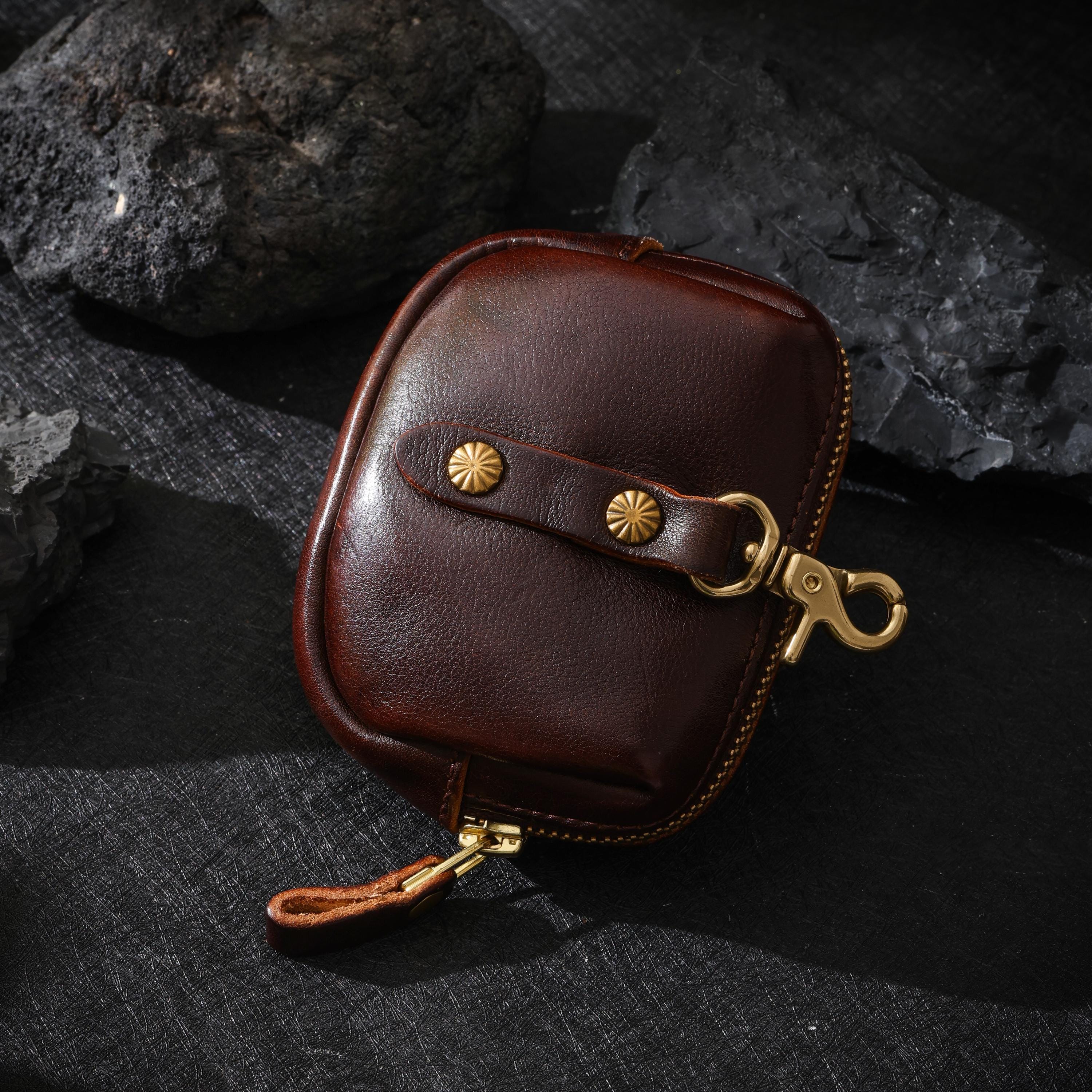 AURA DEER Oiled Cowhide Jewelry Pouch | Full-Grain Cowhide Leather Mini Travel Case