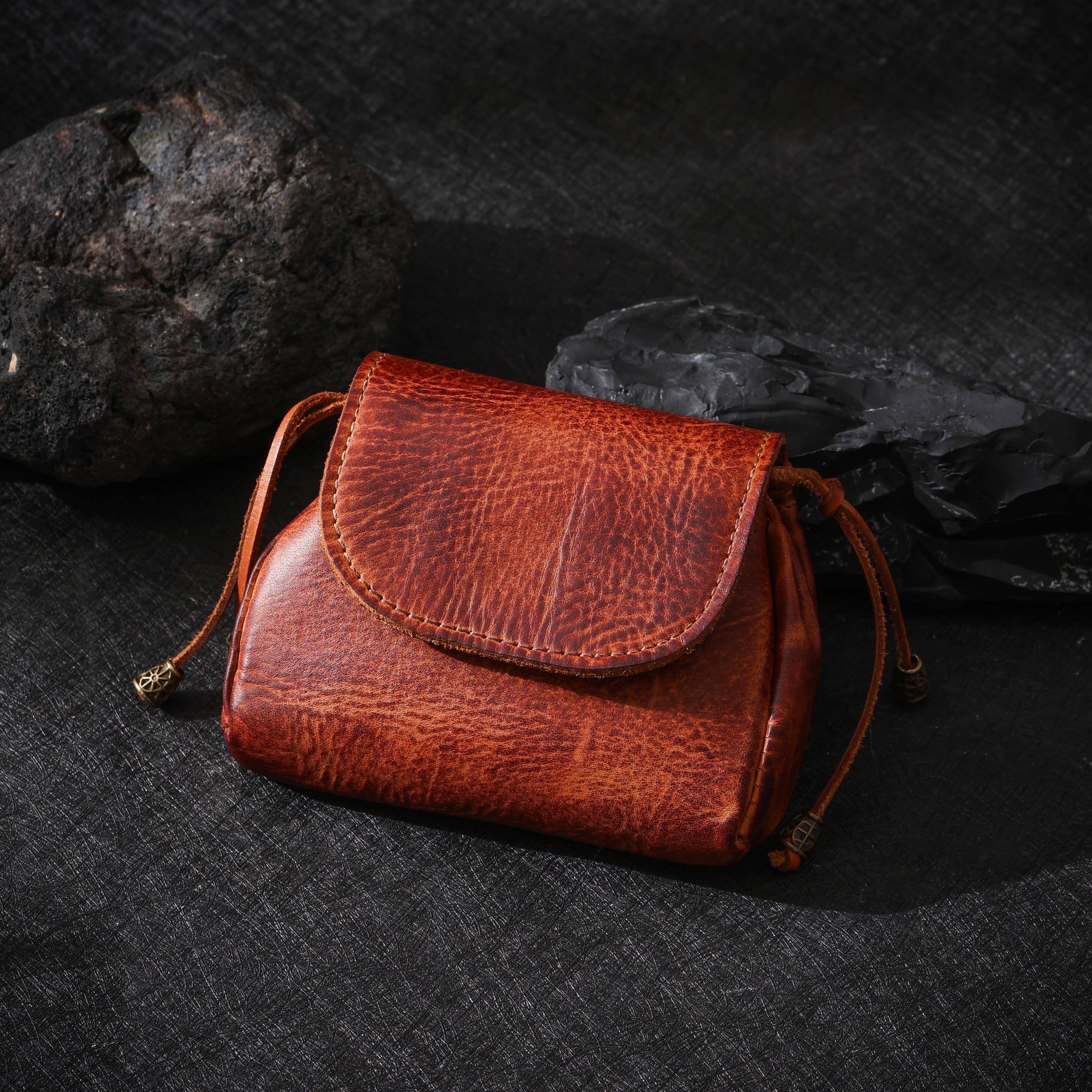 AURA DEER Leather Jewelry Pouch | Full-Grain Cowhide | Velvet Lined | Roomy Travel Pouch