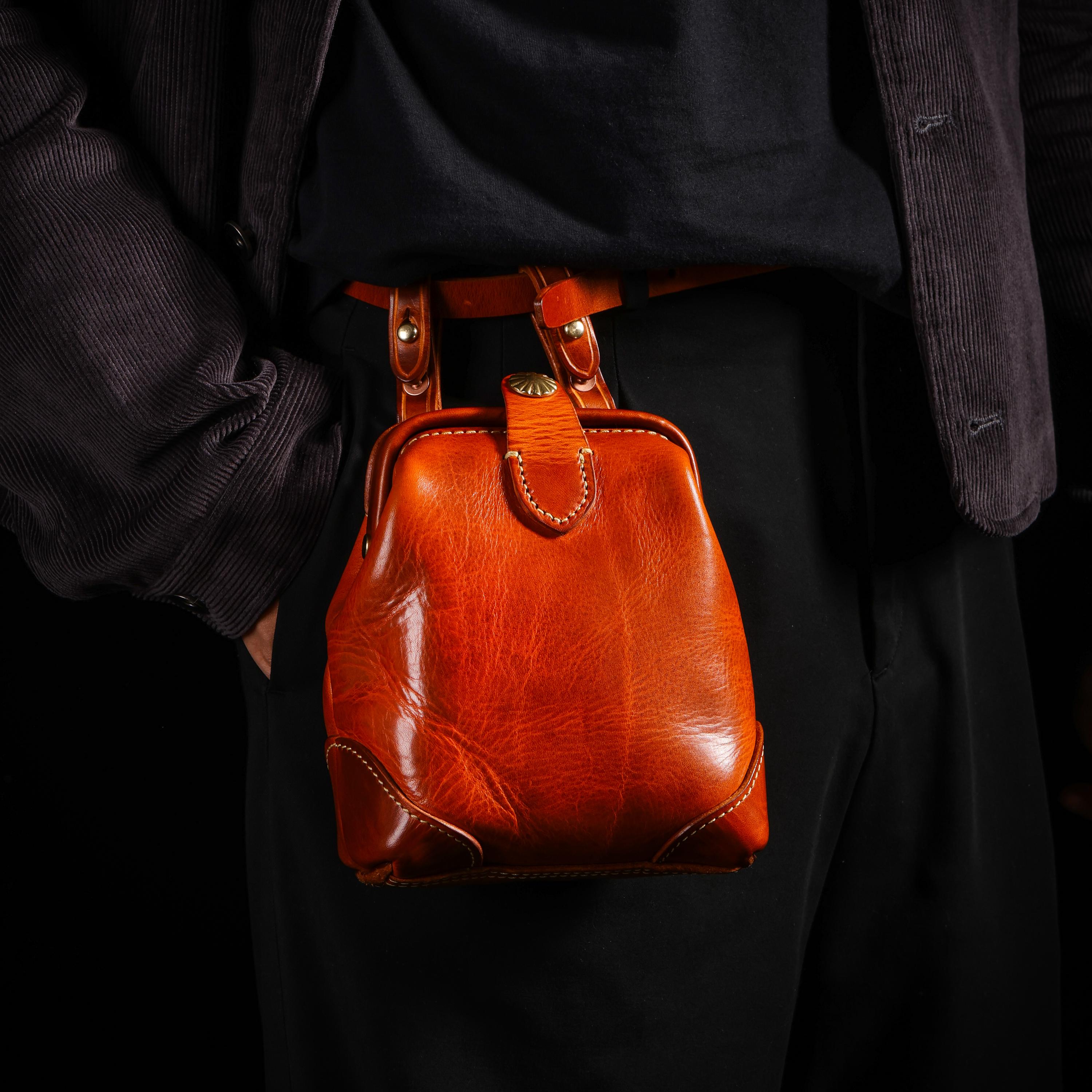 AURA DEER Vintage Veg-Tan Leather Pouch | Handmade Drawstring Rustic Jewelry Storage Bag