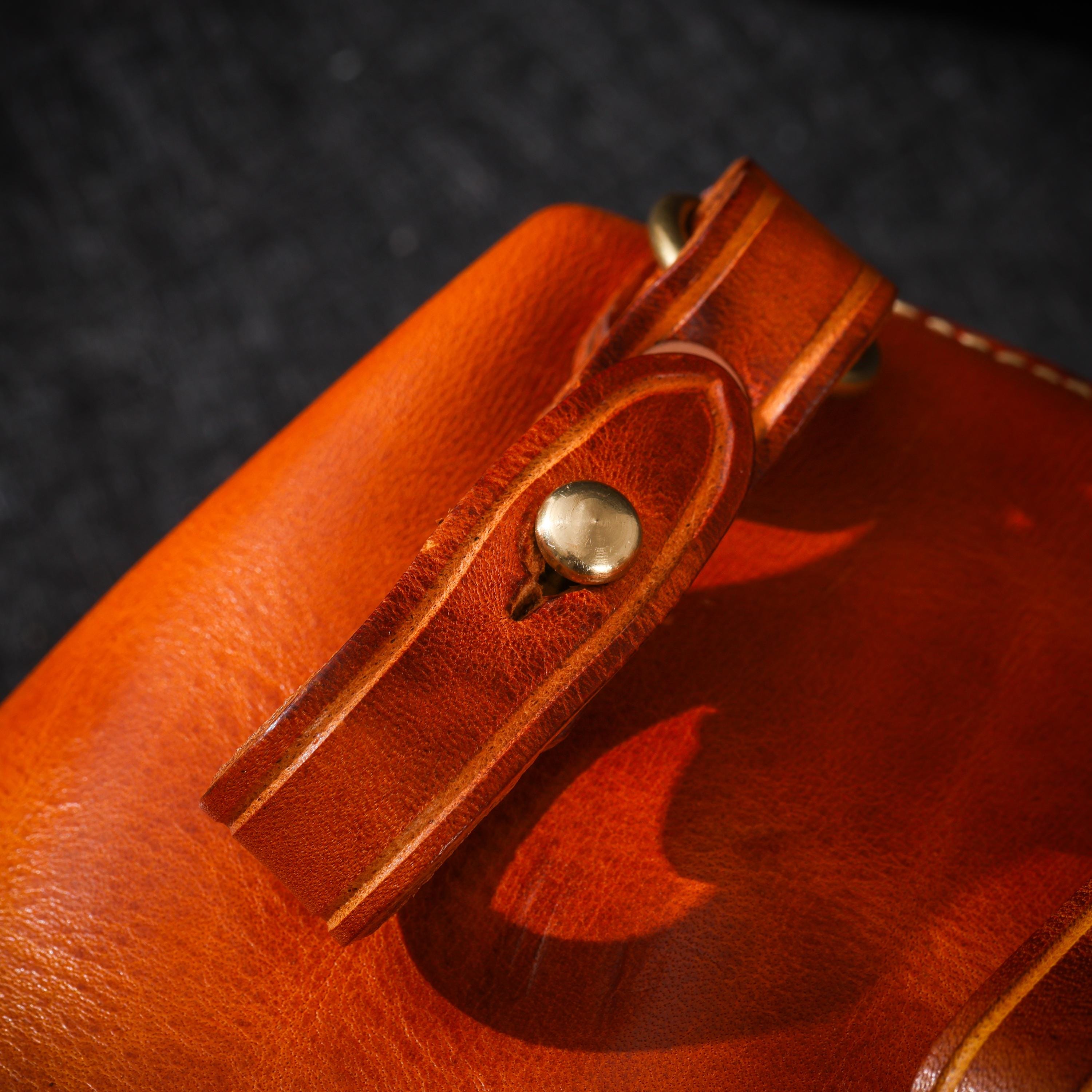 AURA DEER Vintage Veg-Tan Leather Pouch | Handmade Drawstring Rustic Jewelry Storage Bag