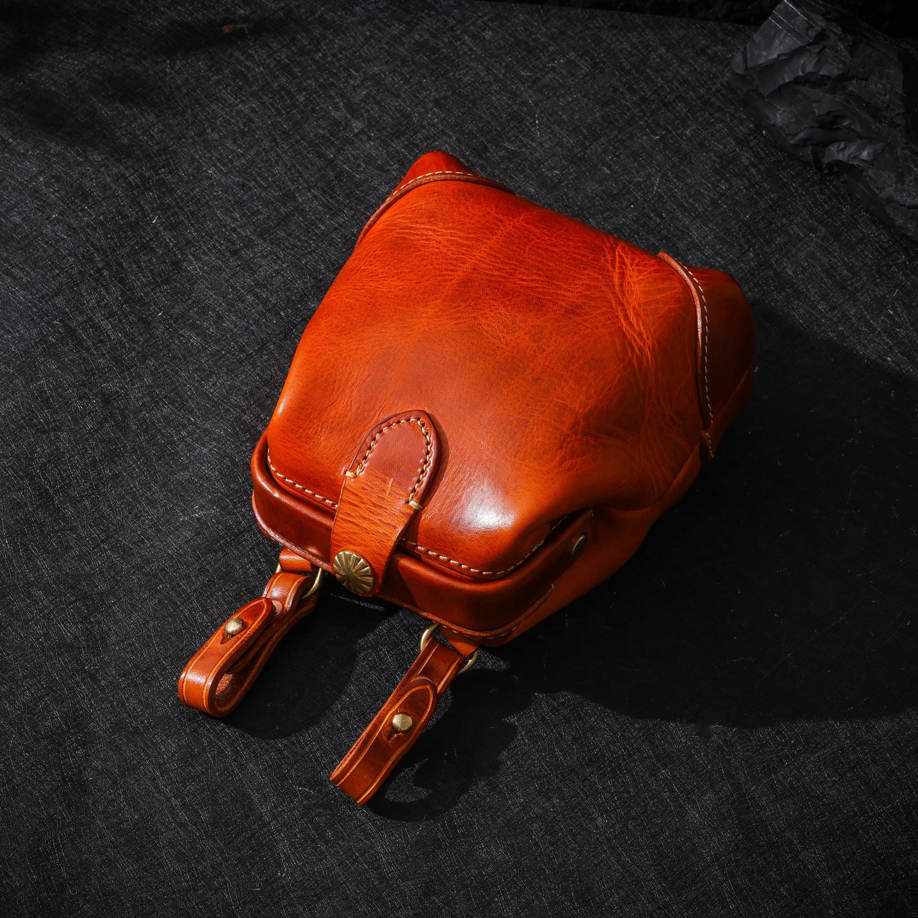 AURA DEER Vintage Veg-Tan Leather Pouch | Handmade Drawstring Rustic Jewelry Storage Bag