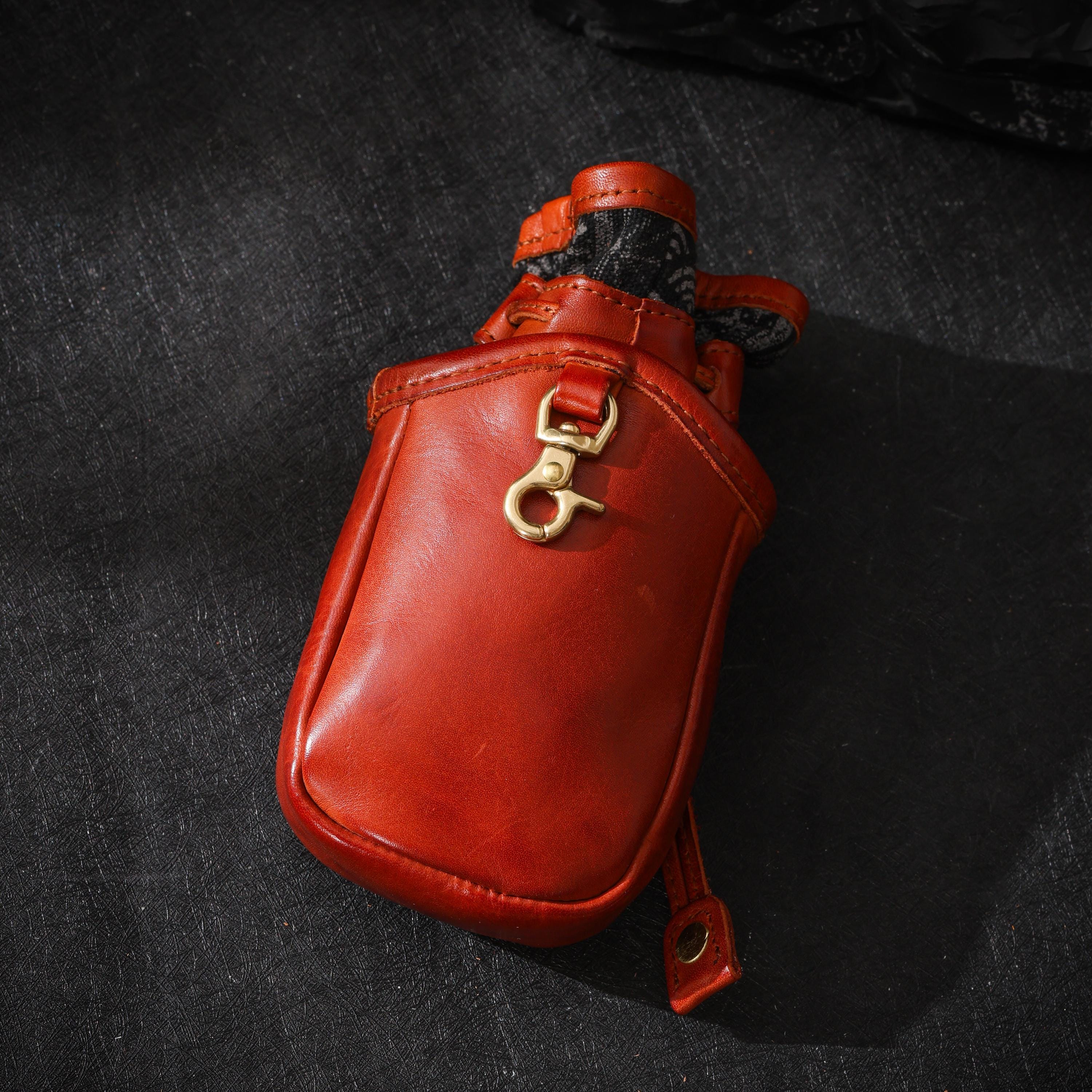 AURA DEER Vintage Veg-Tan Leather Pouch | Handmade Drawstring Rustic Jewelry Storage Bag