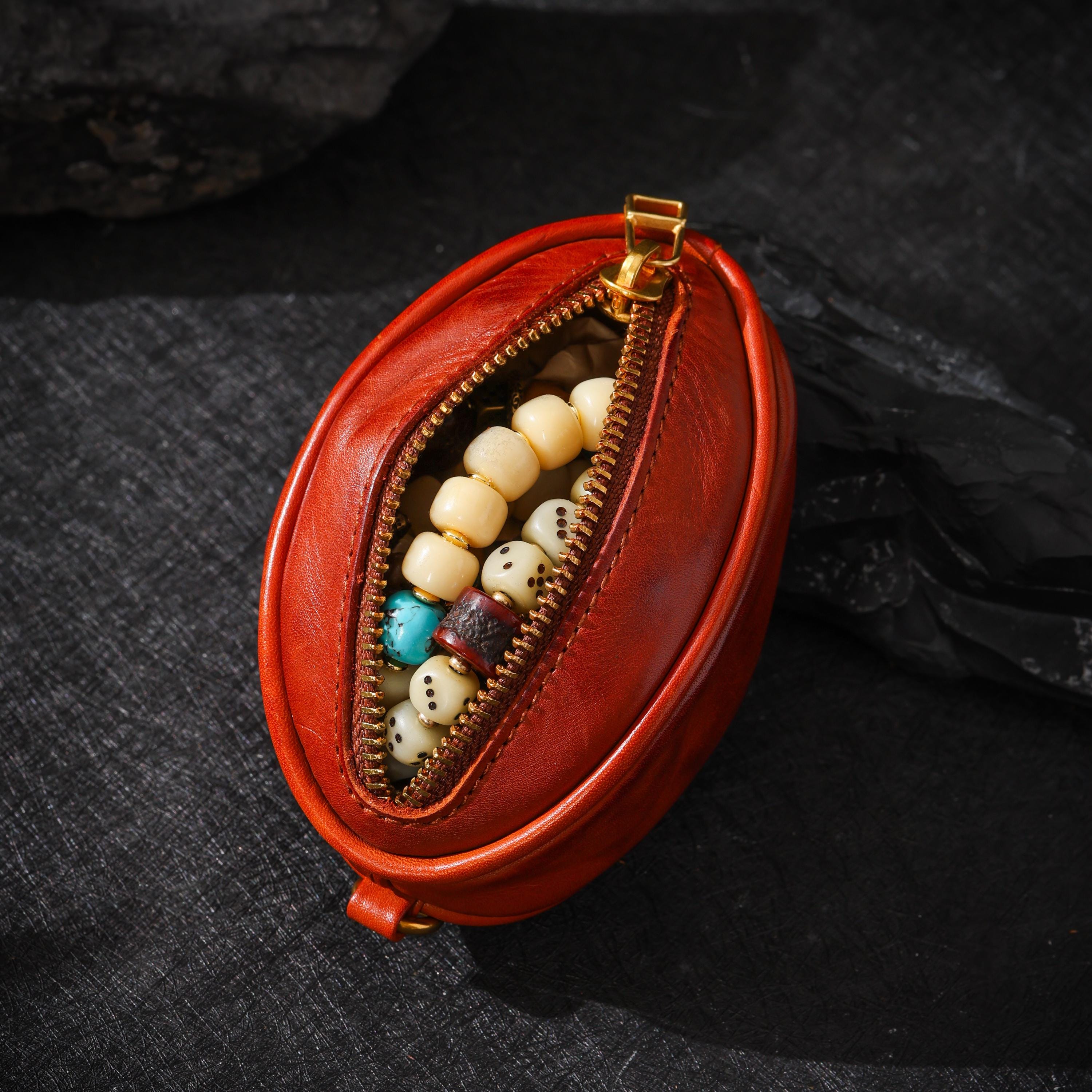 AURA DEER Leather Jewelry Pouch | Veg-Tanned Cowhide Travel Case