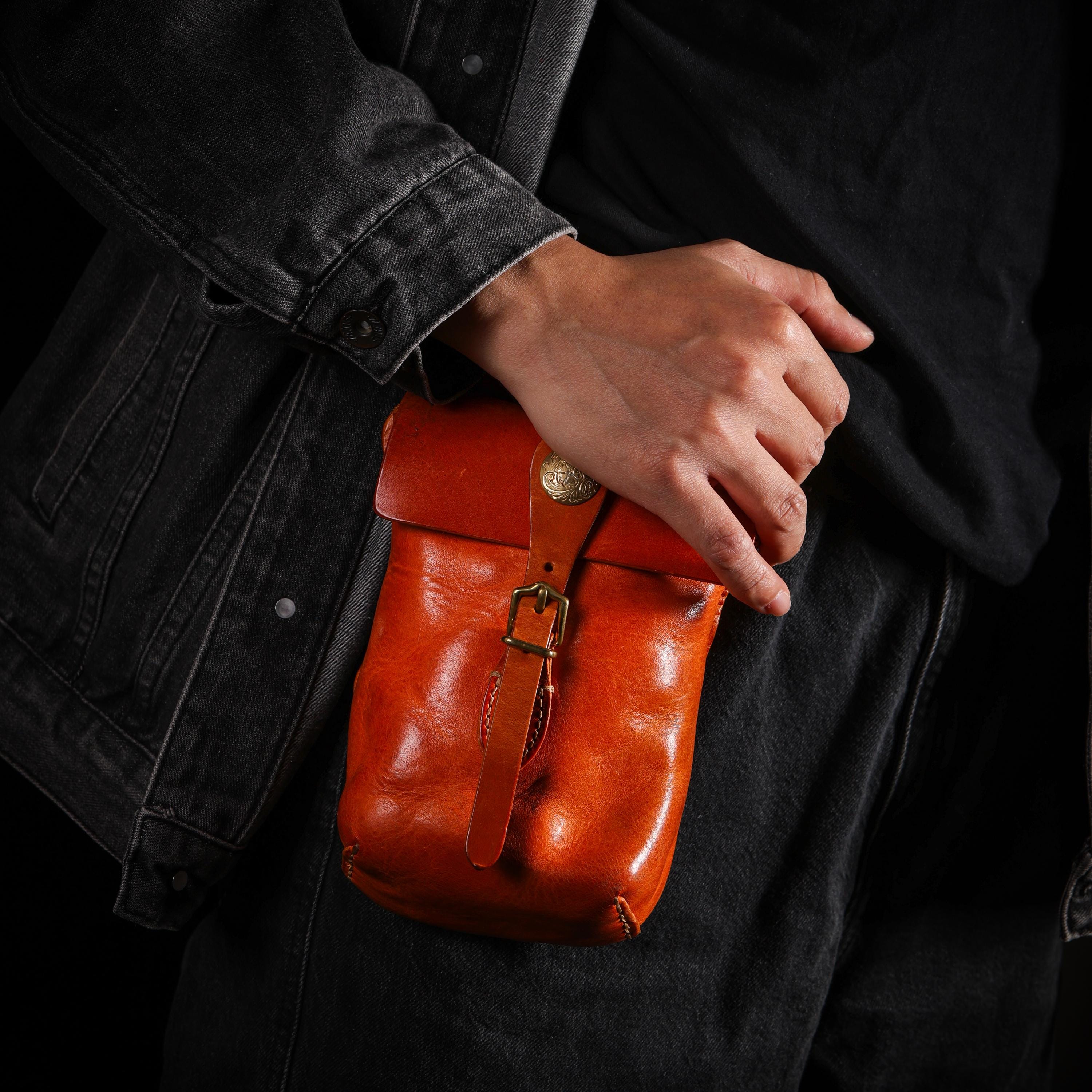 AURA DEER Leather Belt Pouch | Veg-Tanned Full-Grain Cowhide | Solid Brass Hardware | Jewelry & EDC Organizer