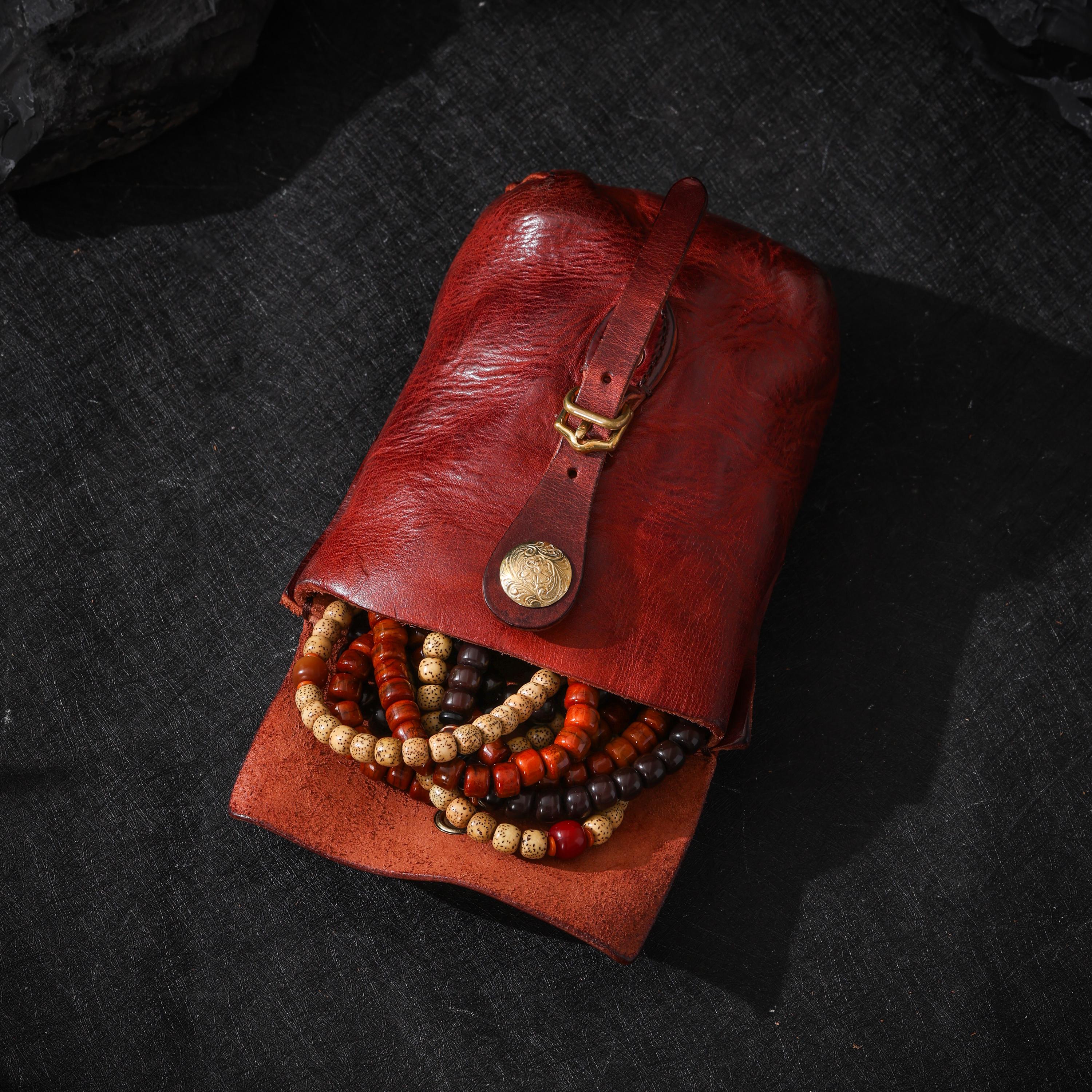 AURA DEER Leather Belt Pouch | Veg-Tanned Full-Grain Cowhide | Solid Brass Hardware | Jewelry & EDC Organizer