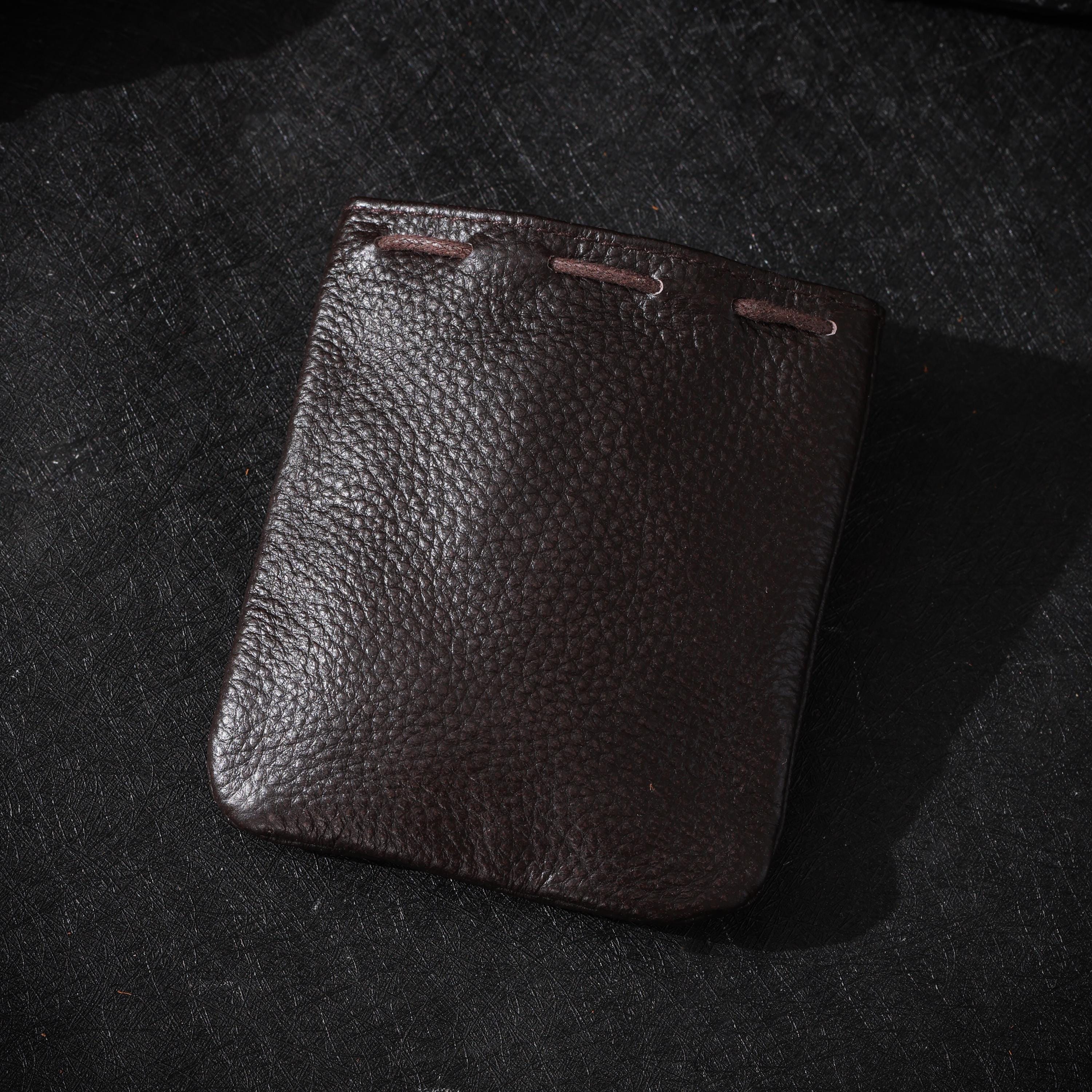 AURA DEER Vintage Genuine Cowhide Jewelry Pouch | Drawstring Leather Jewelry Storage Bag Travel Case