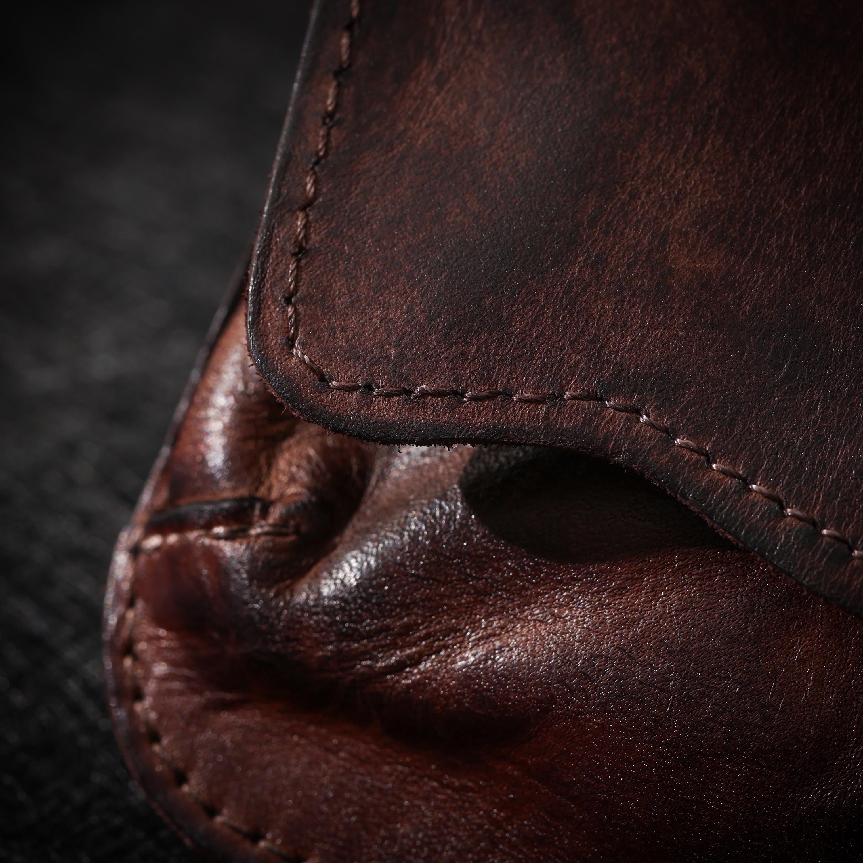 AURA DEER Tibetan Vintage Veg-Tan Leather Pouch | Handmade Drawstring Rustic Jewelry Storage Bag