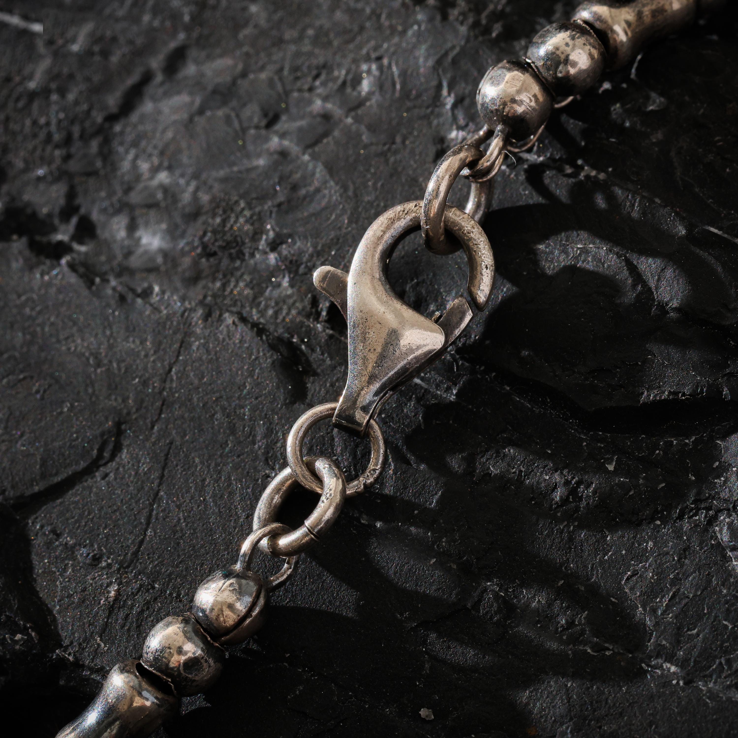 Turquoise Silver Skull Om Necklace