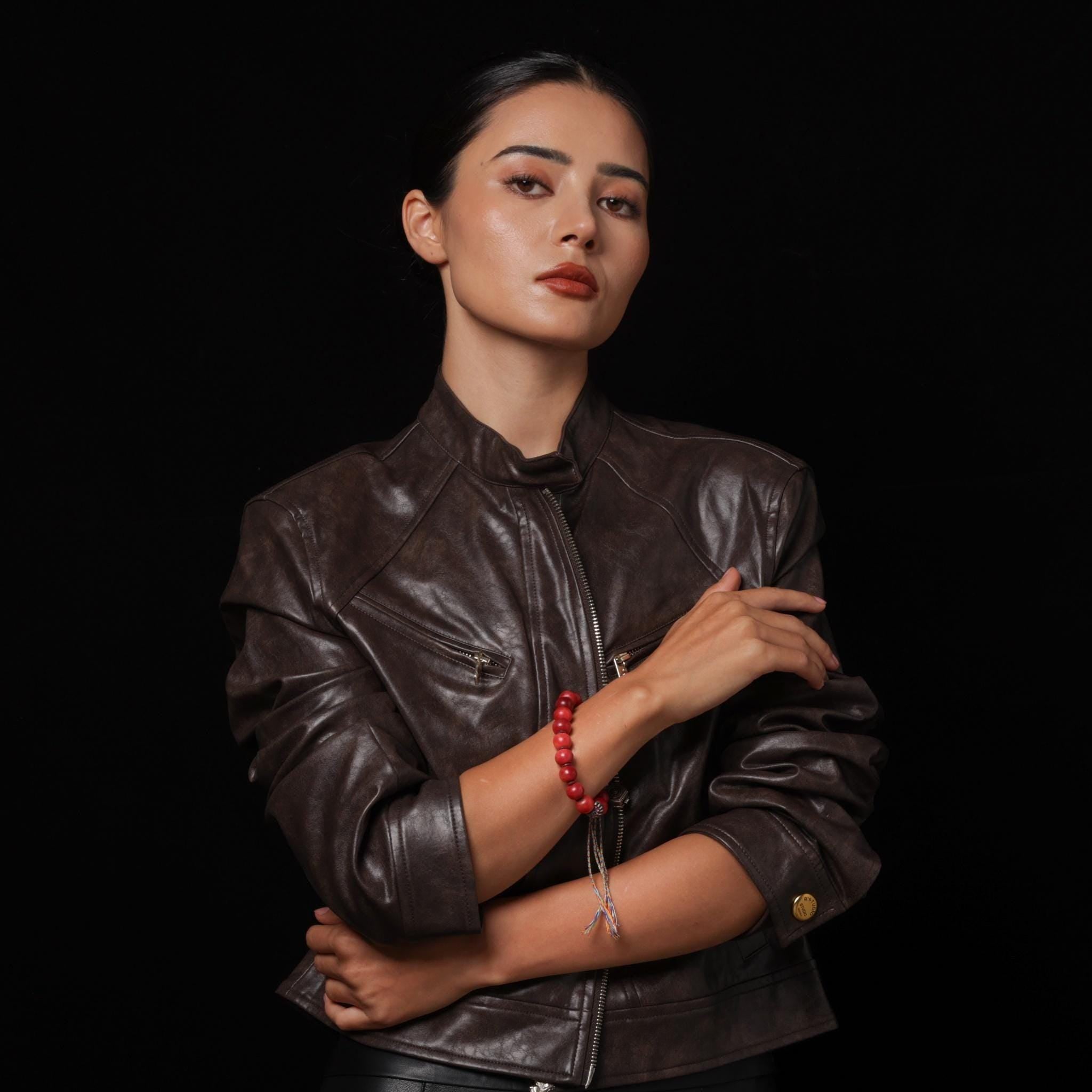 Camel Bone Bracelet Gankyil and Eight Auspicious Symbols