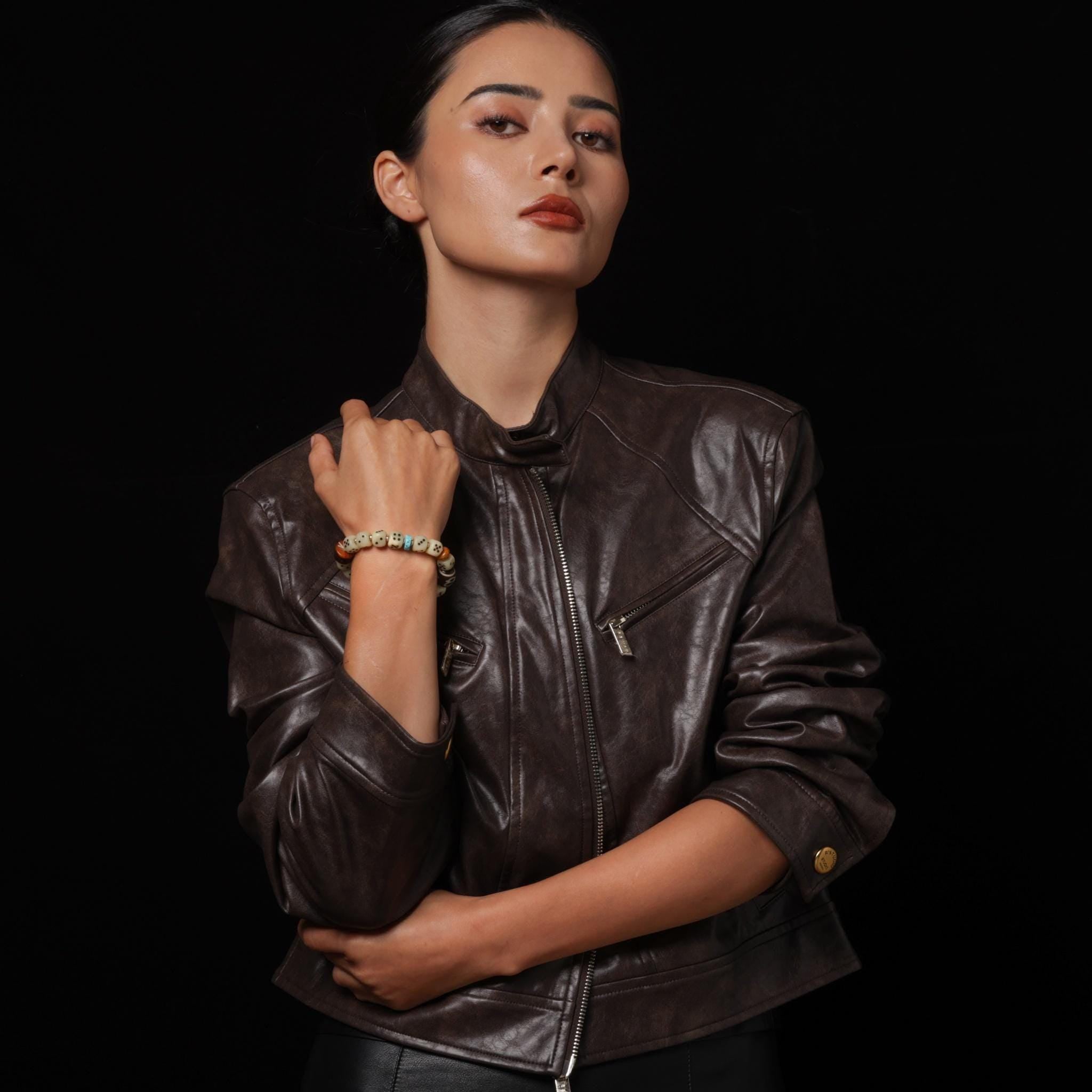 Yak Bone Bracelet Turquoise & Dzi Accents