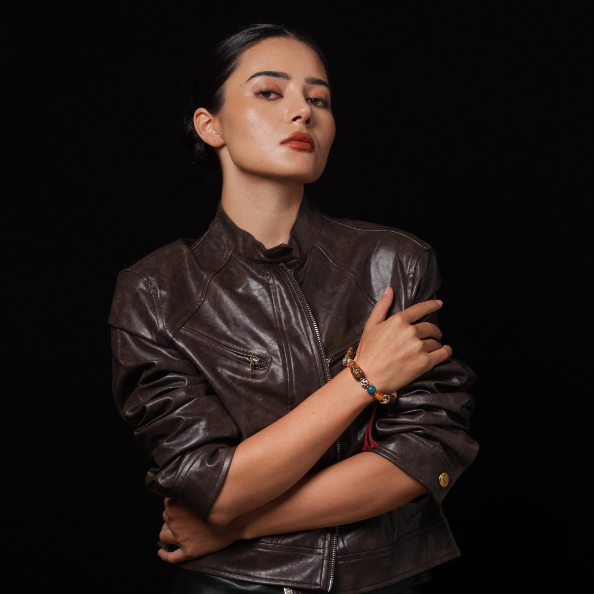 Tibetan Amulet Bracelet Yak Bone, Turquoise, Agate & Dzi