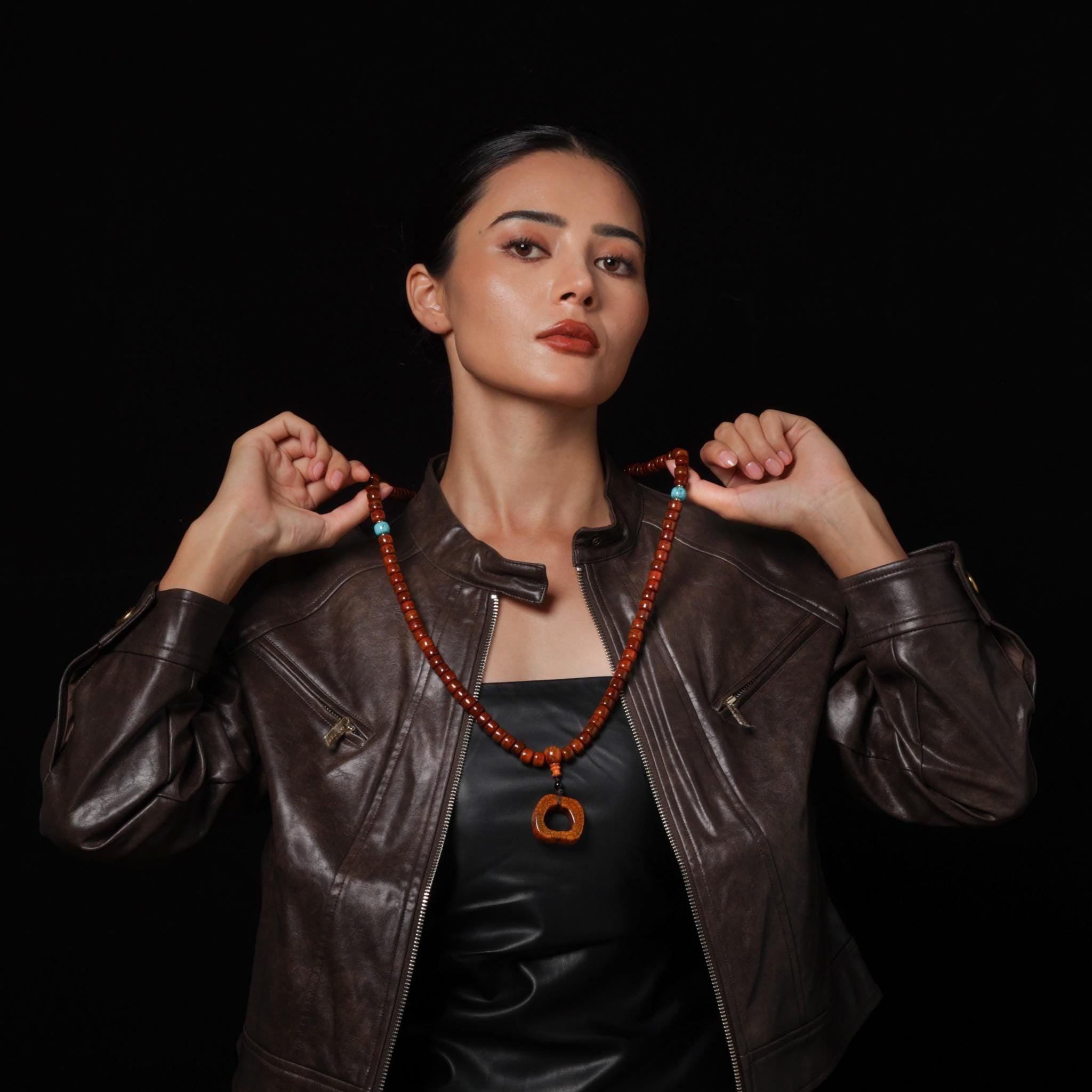 Yak Bone 108 Mala Beads with Turquoise