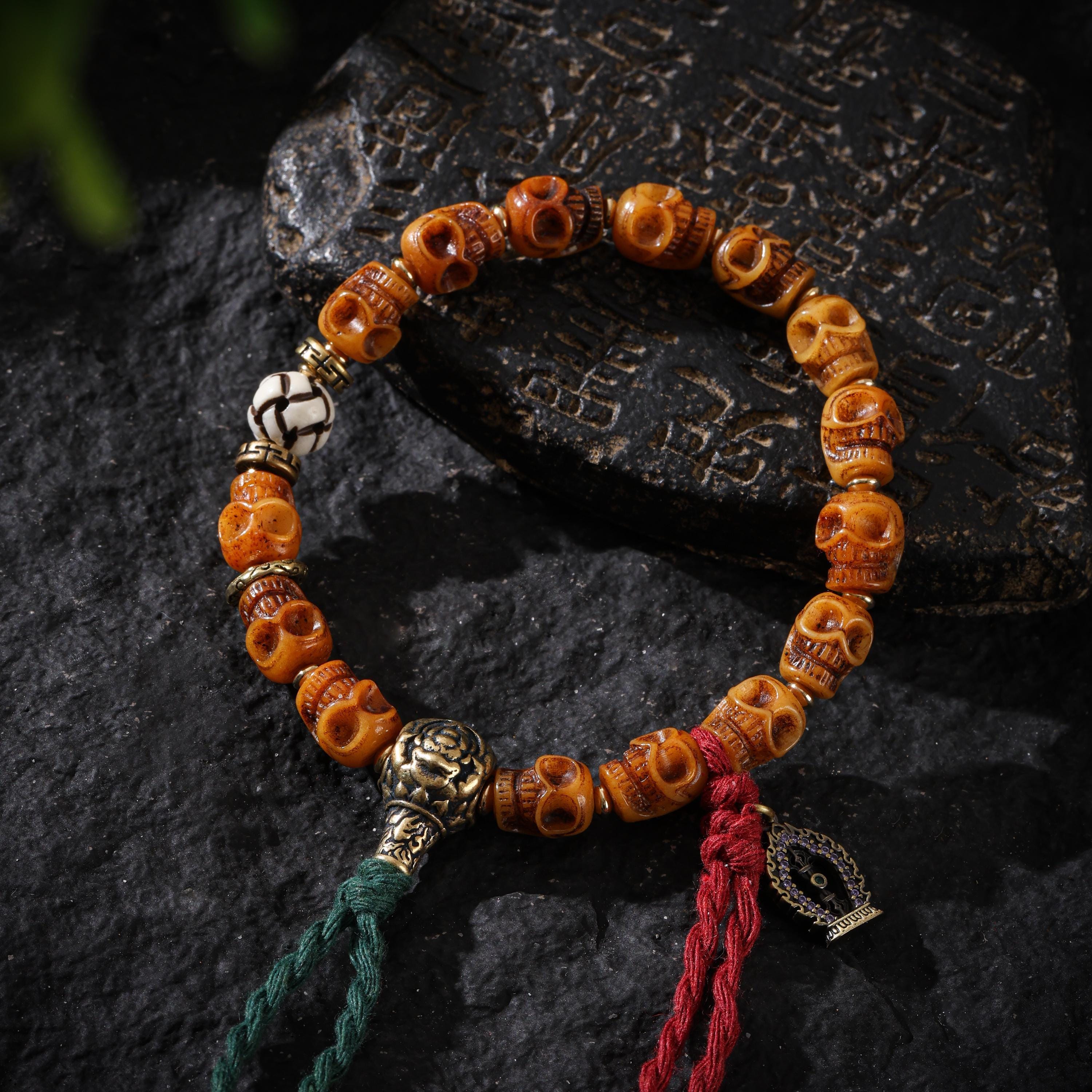 Yak Bone Skull Bracelet