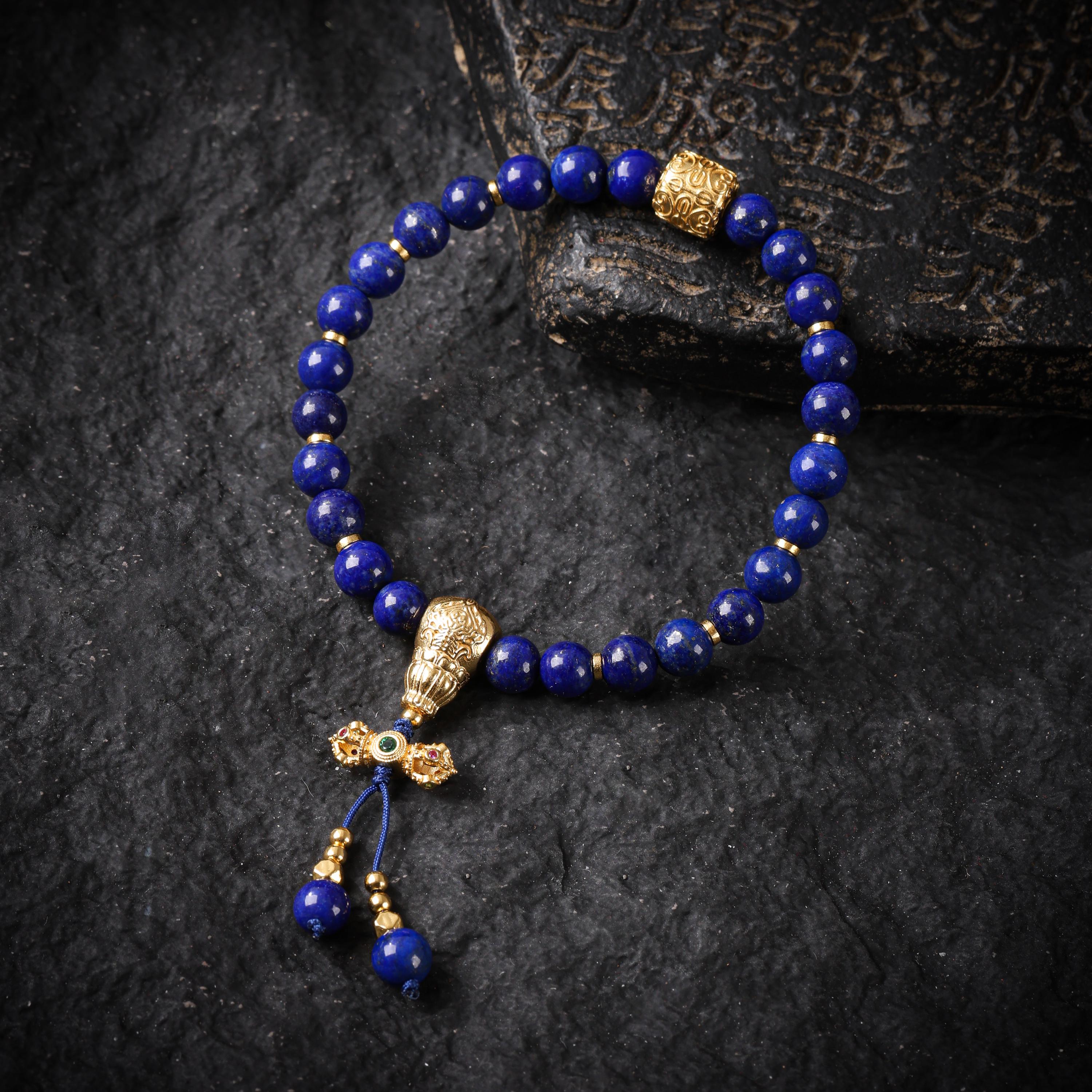 Lapis Lazuli bracelet 18K Gold-plated Accents