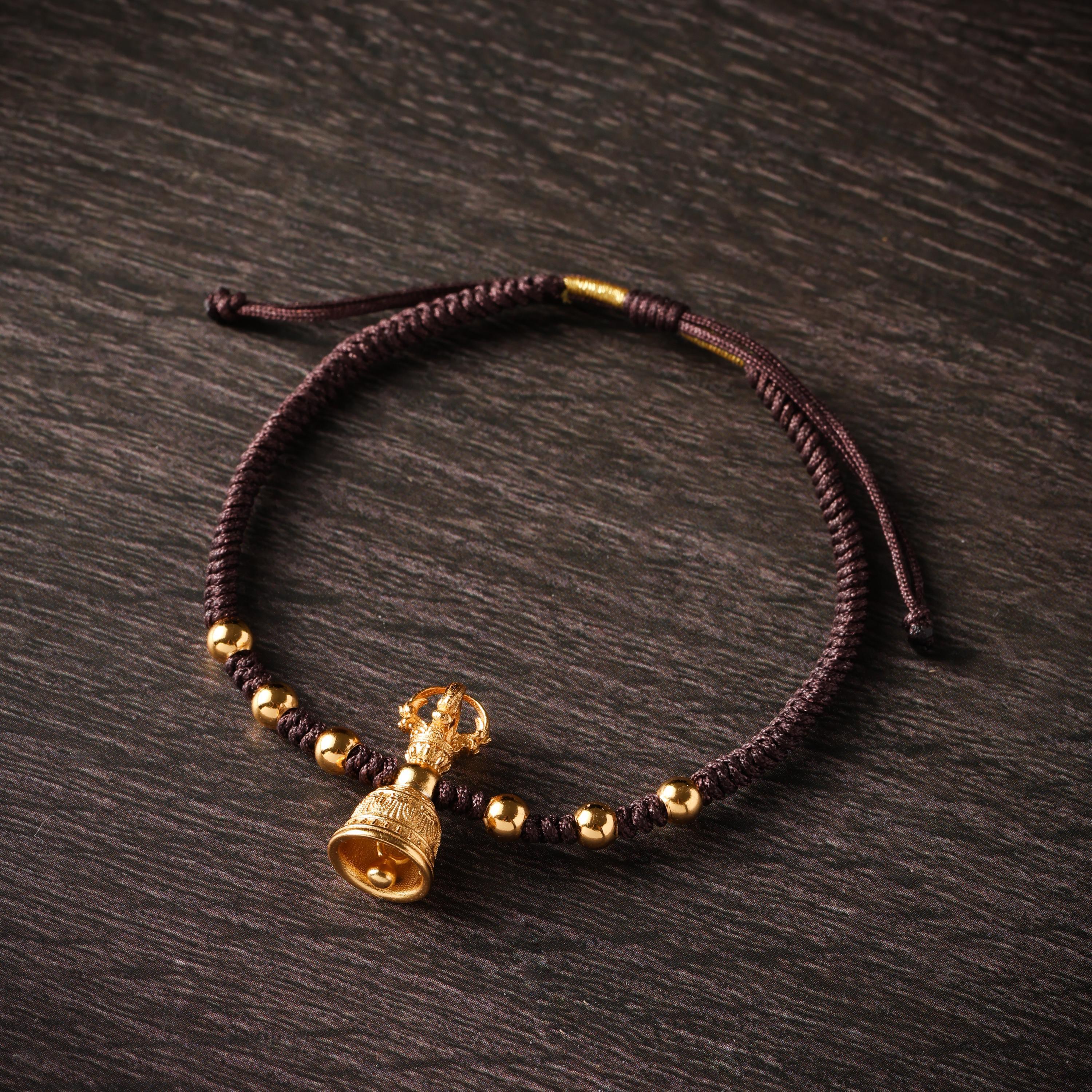 18K Gold Plated Vajra Bell Braided Bracelet