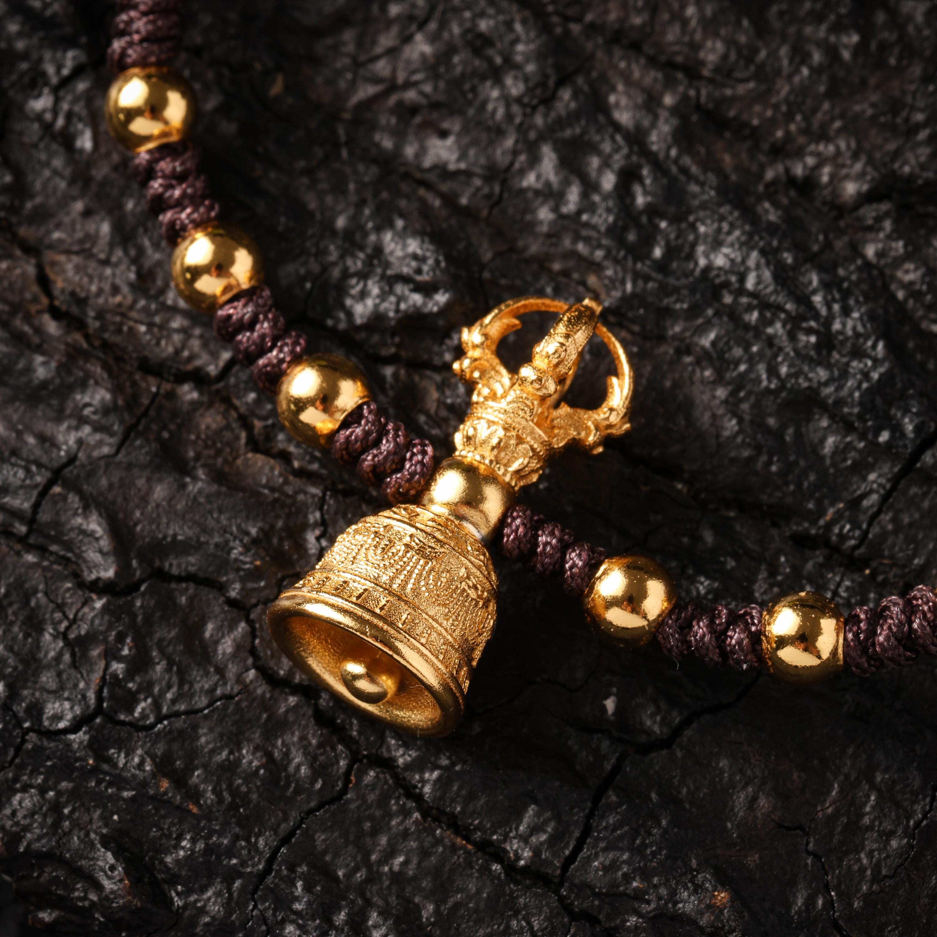 18K Gold Plated Vajra Bell Braided Bracelet