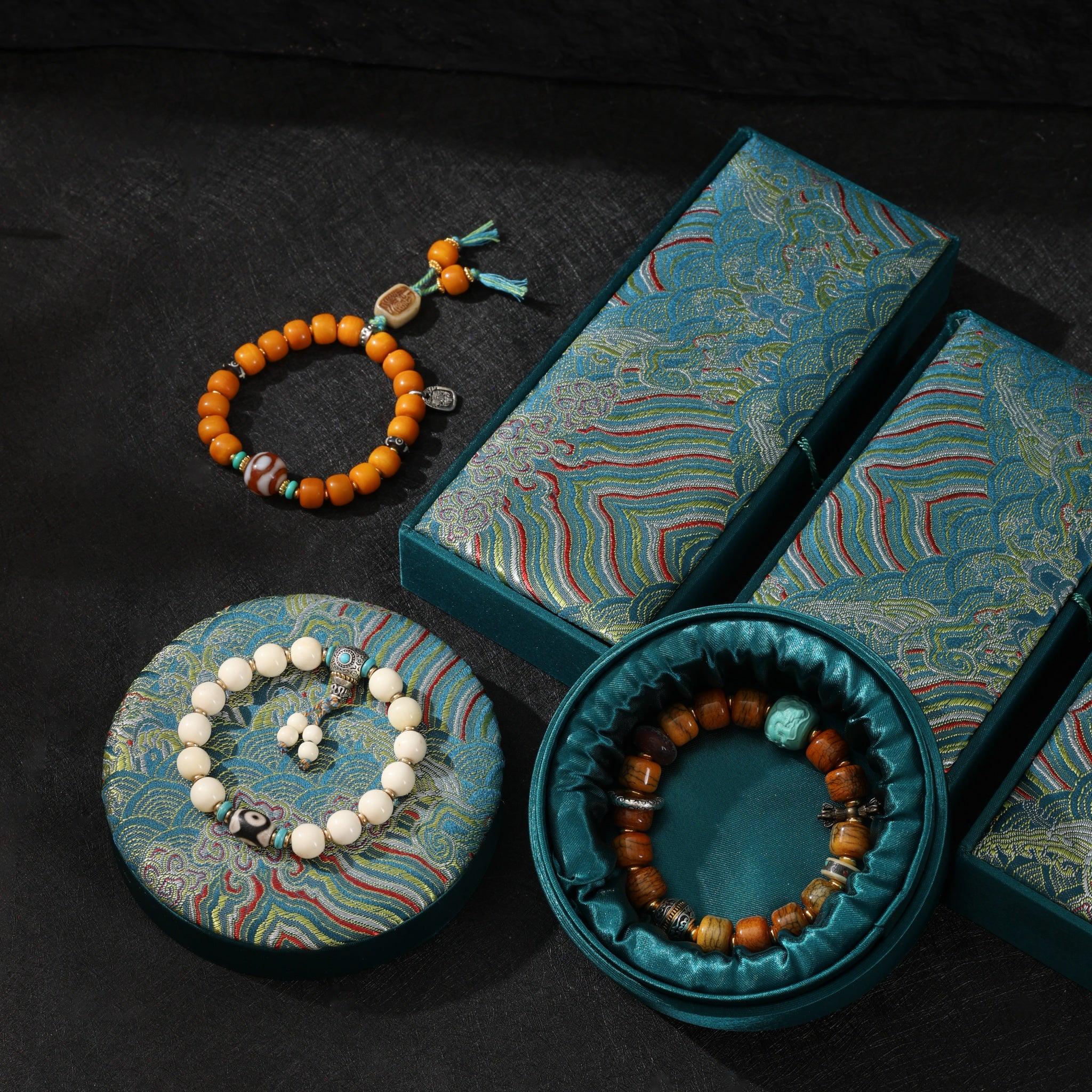 AURA DEER Turquoise Nine-Eyed Dzi Bead Necklace Tibetan Totem Amulet Natural Agate