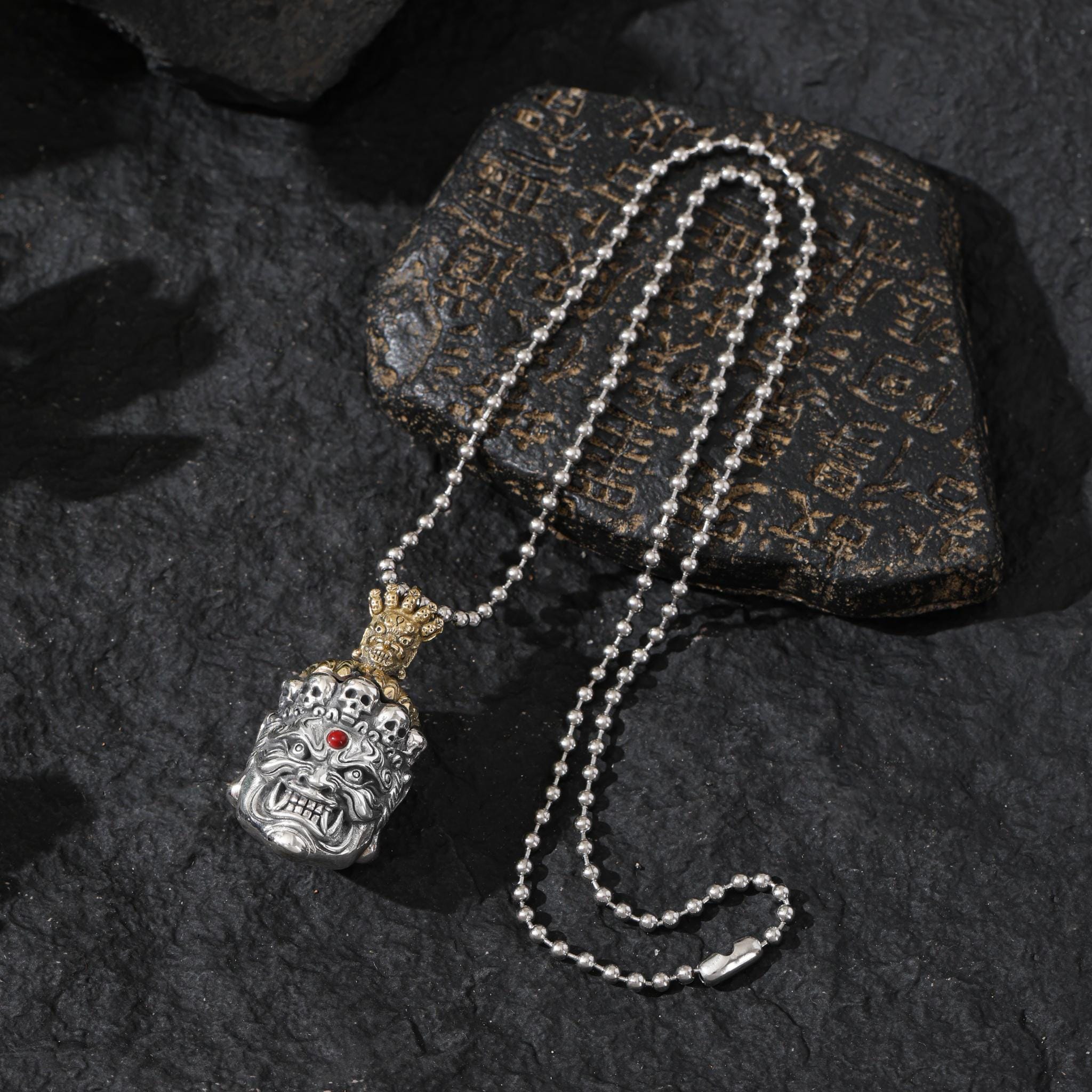 Tibetan Mahakala Protector Pendant Black Deity