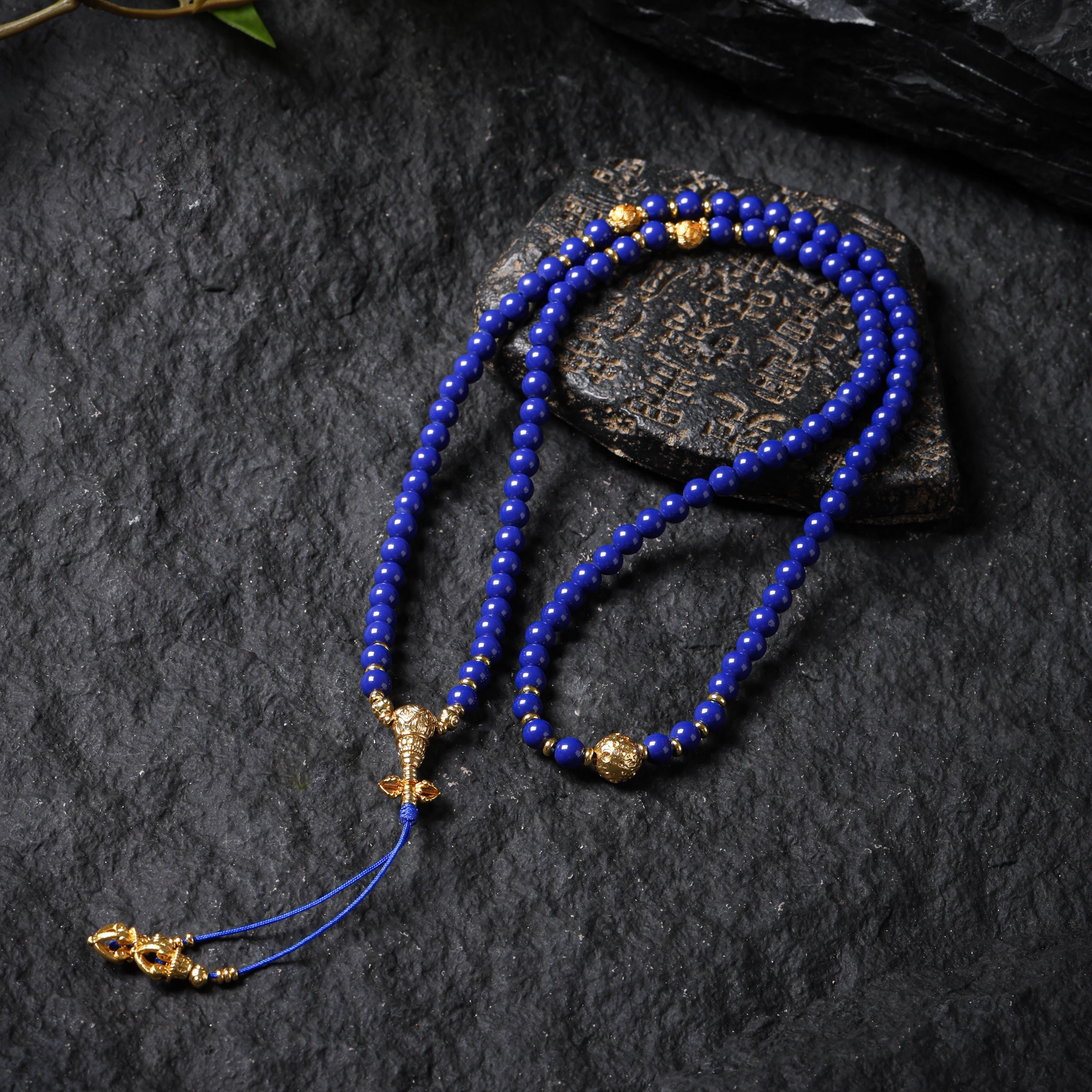 Lapis Lazuli 108 Beads Bracelet Gold-plated