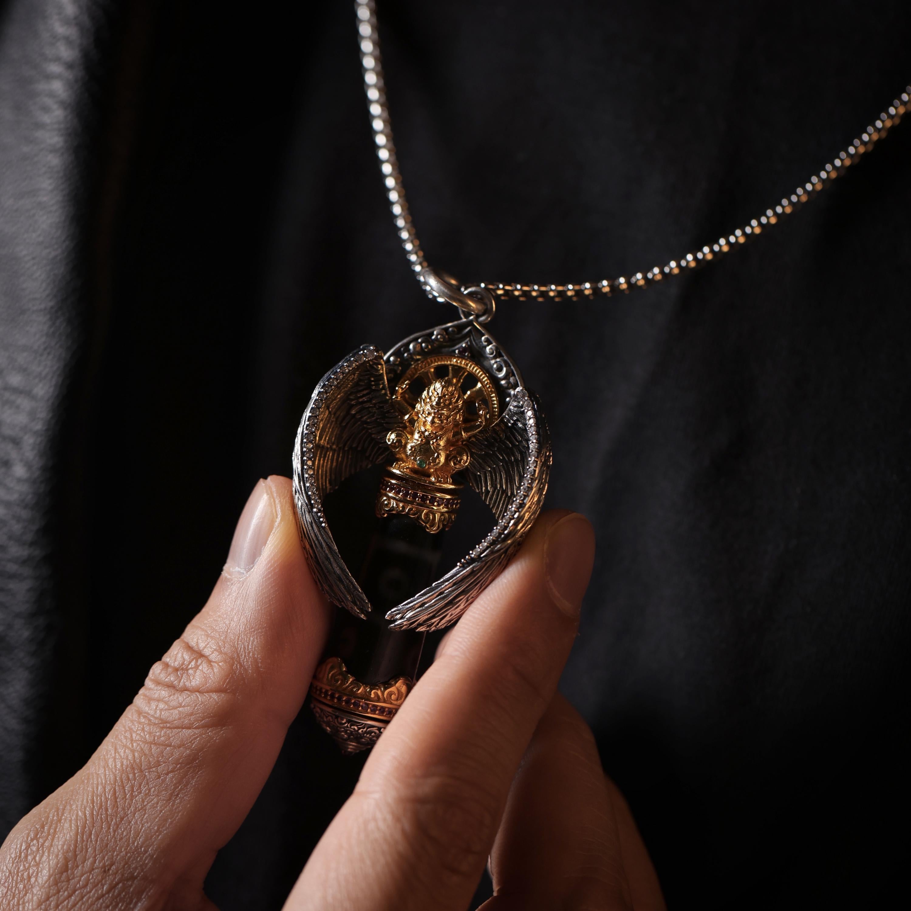 Garuda Dzi Necklace Rotating Wheel