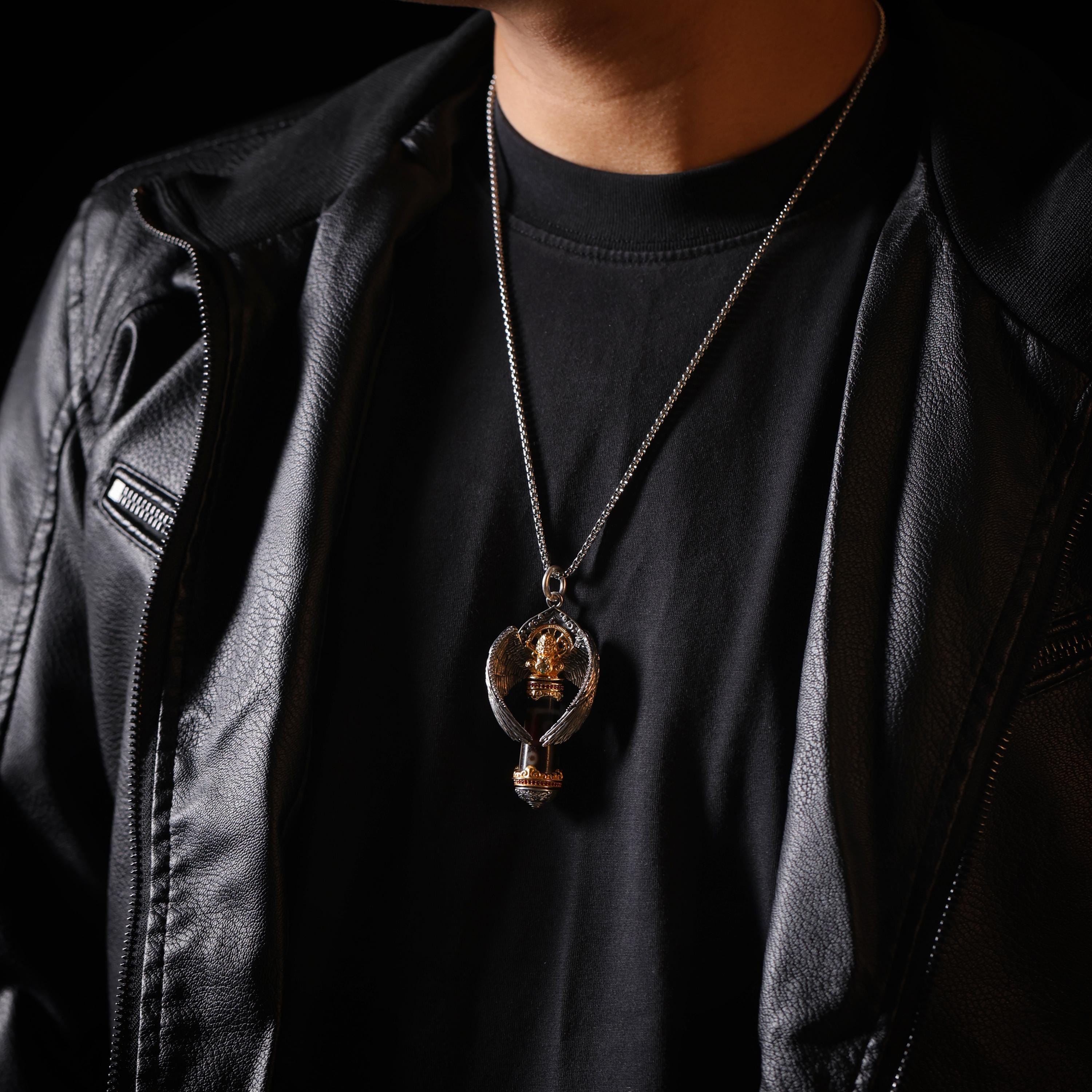 Garuda Dzi Necklace Rotating Wheel