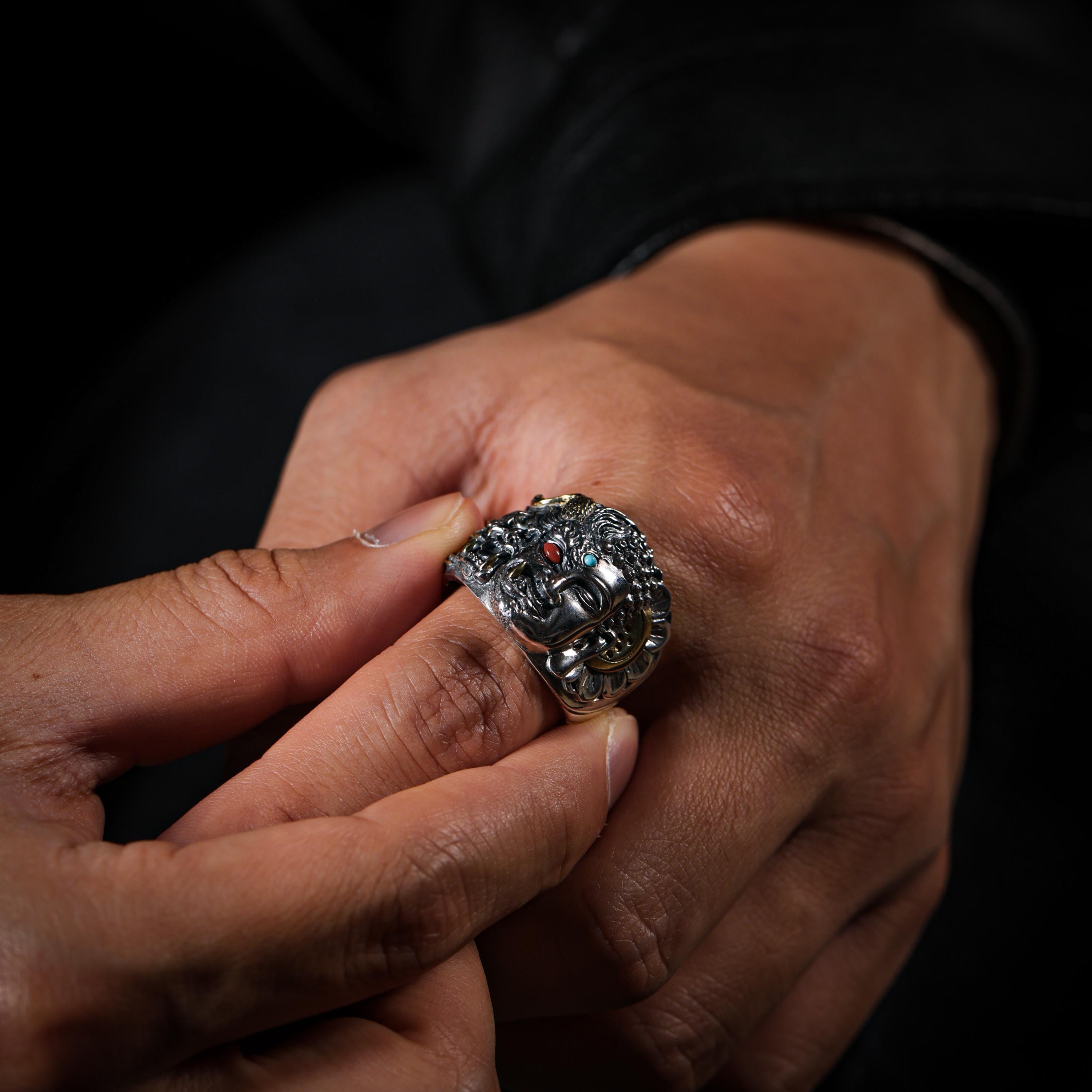 Guardian Mask Statement Ring Adjustable