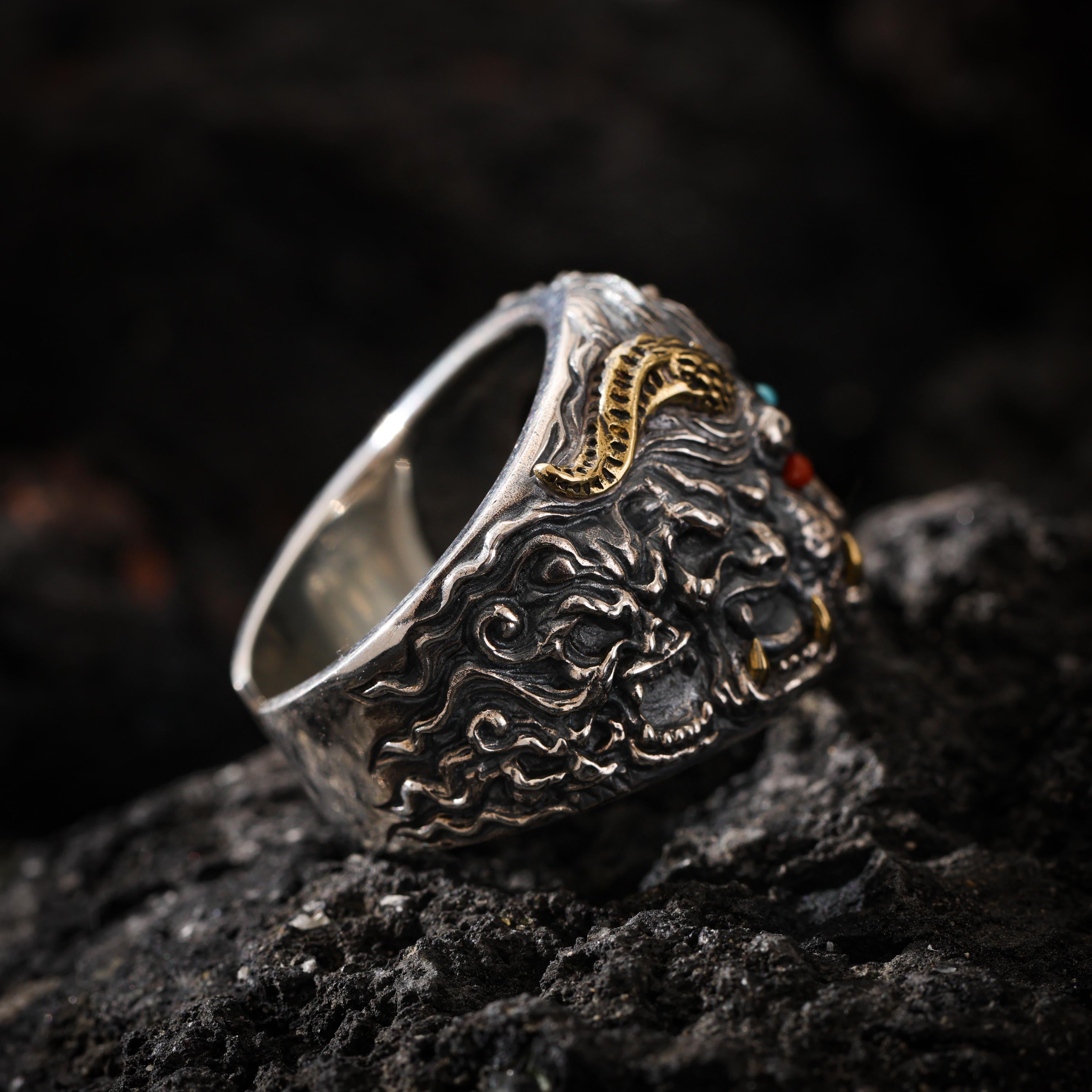 Guardian Mask Statement Ring Adjustable