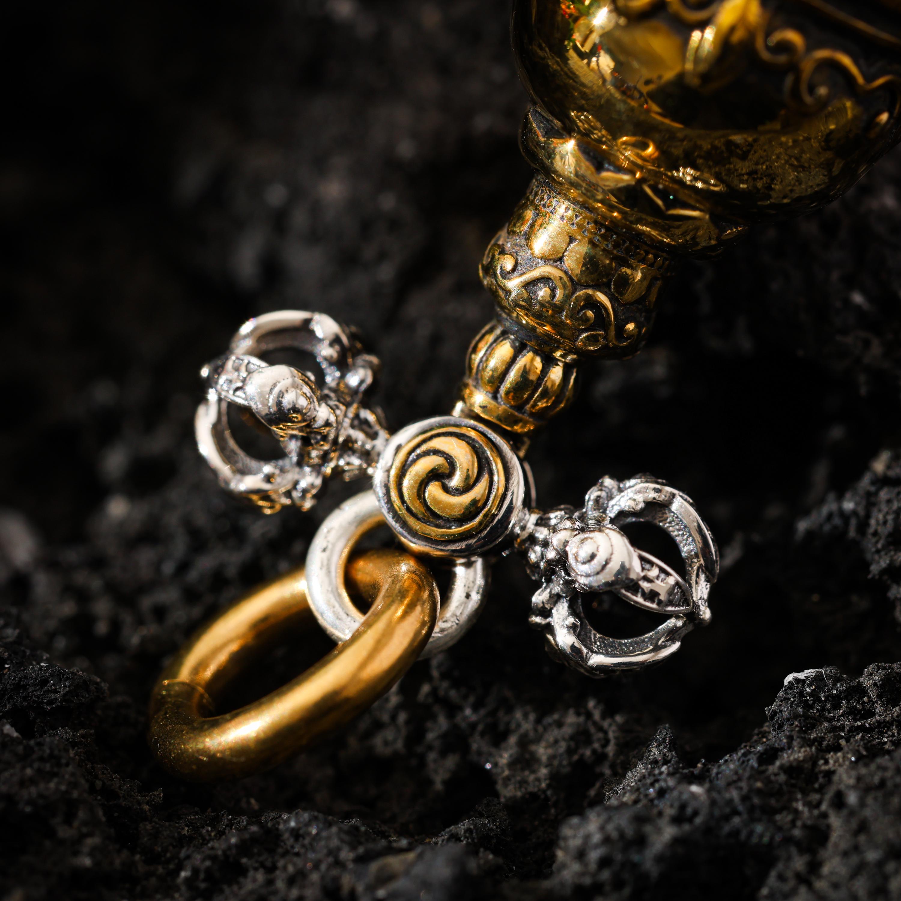 AURA DEER Vajra Bell Pendant Sterling Silver Protector Amulet Dorje Ghanta Talisman Necklace